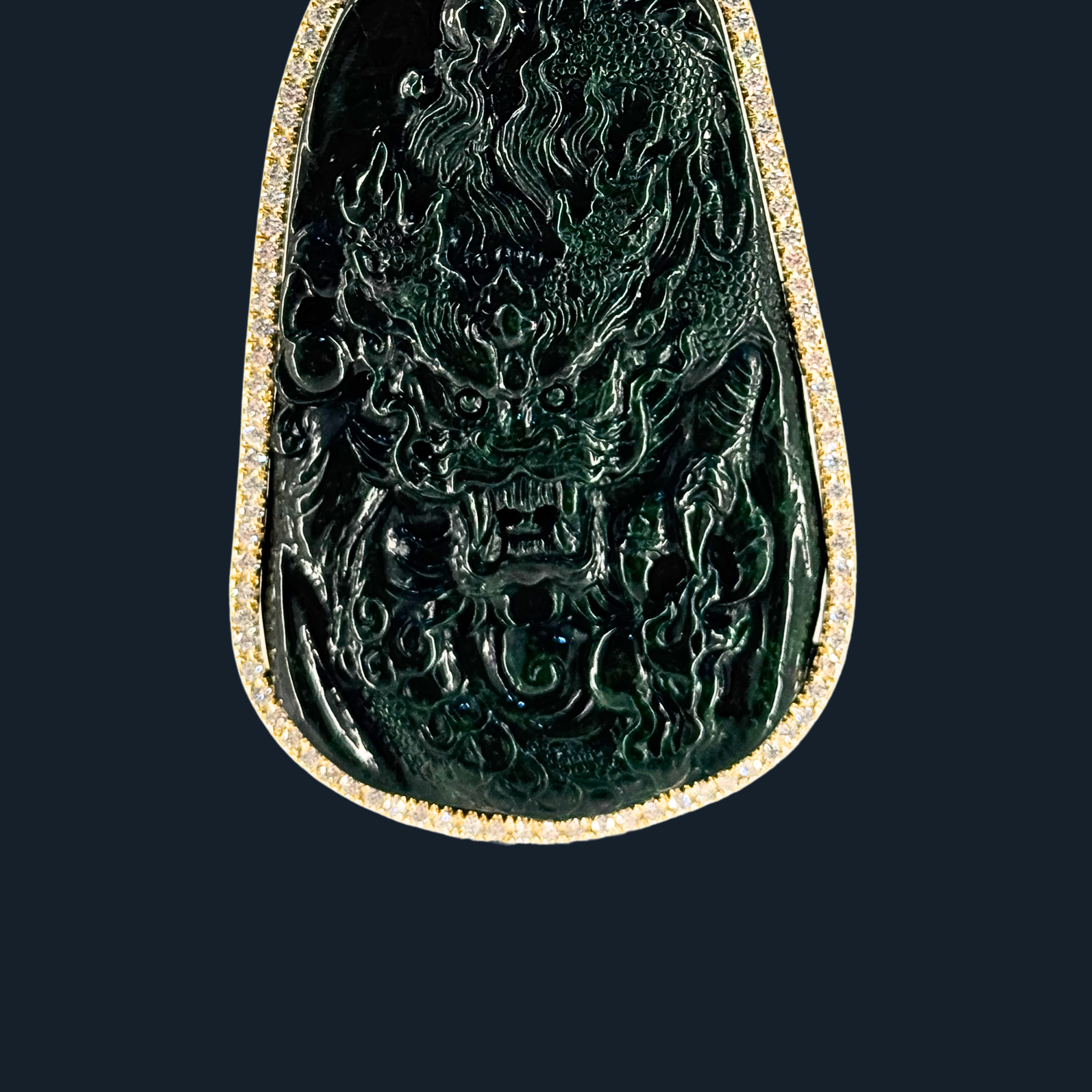 💎 ICED Full Green Jade Dragon Pendant
