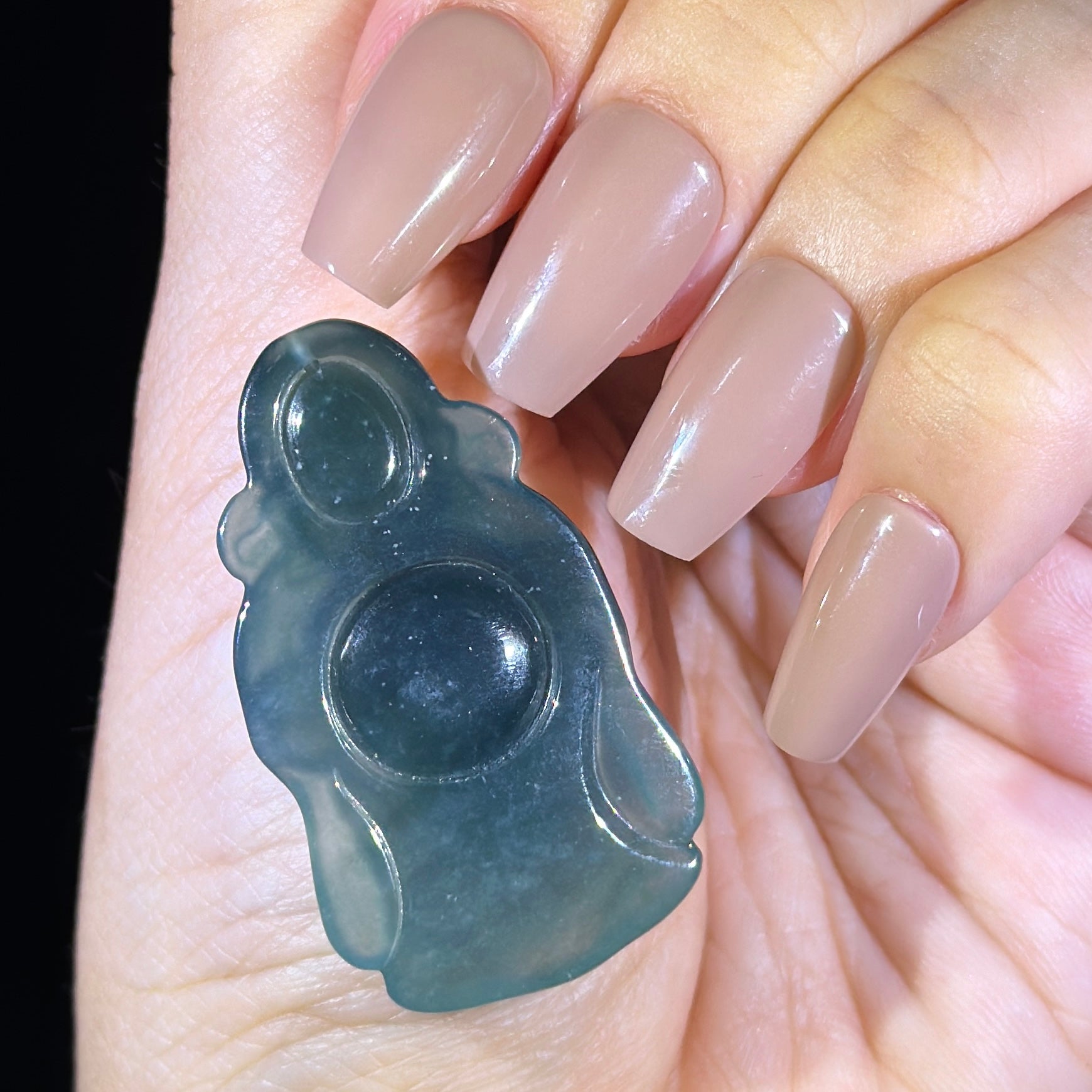Type A Blueish Green Jade God of Fortune