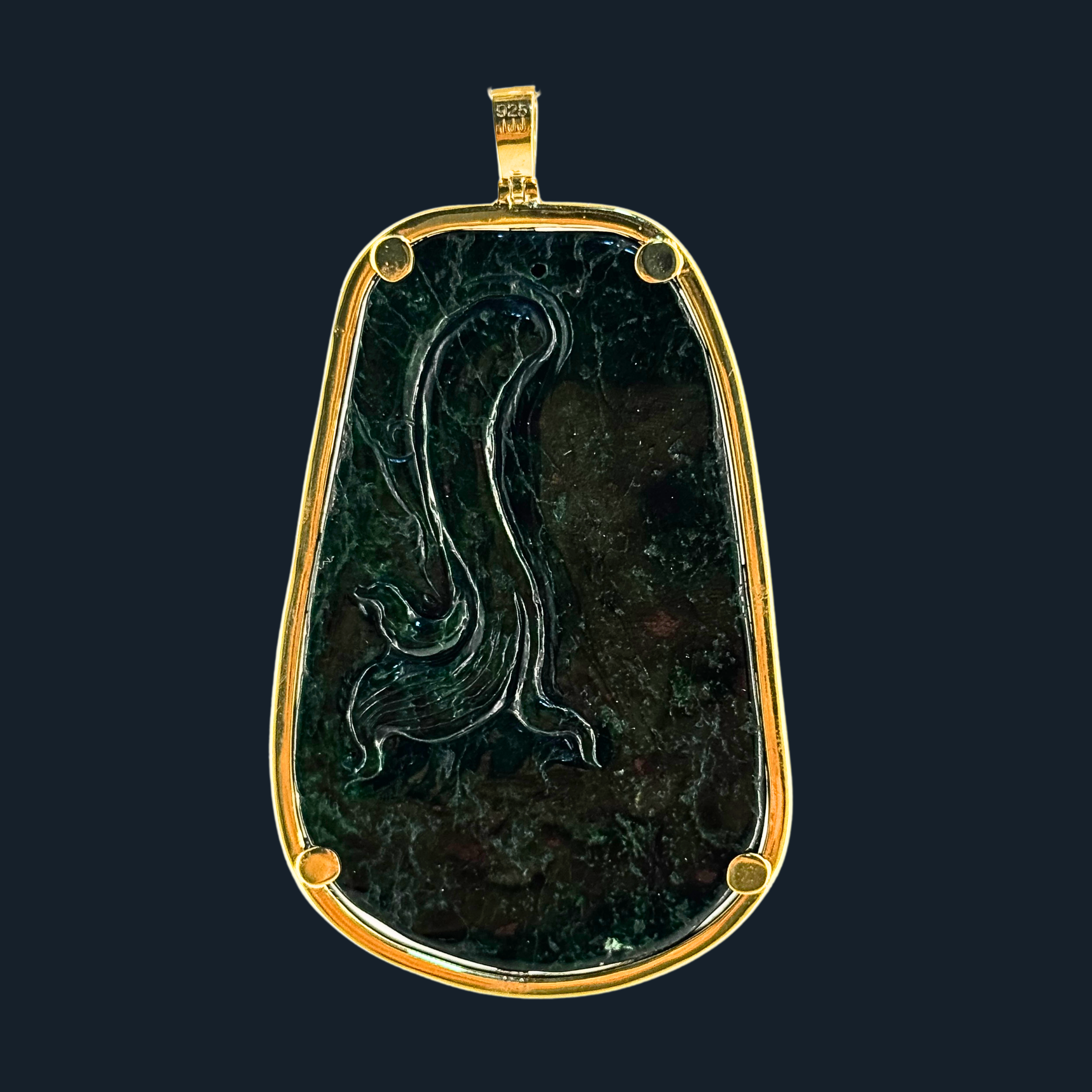 💎 ICED Full Green Jade Dragon Pendant