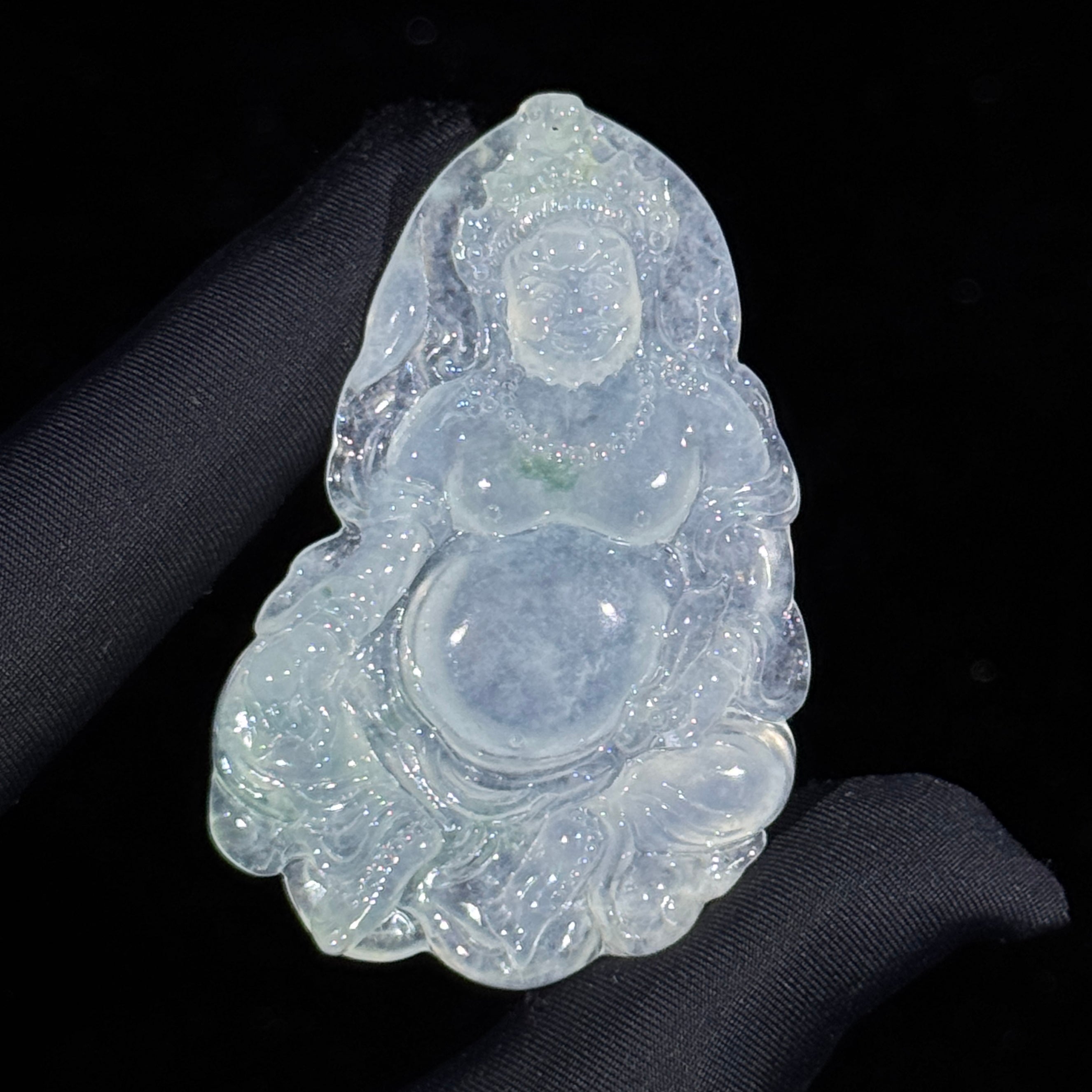 Type A Semi Icy Green Jade Jambhala