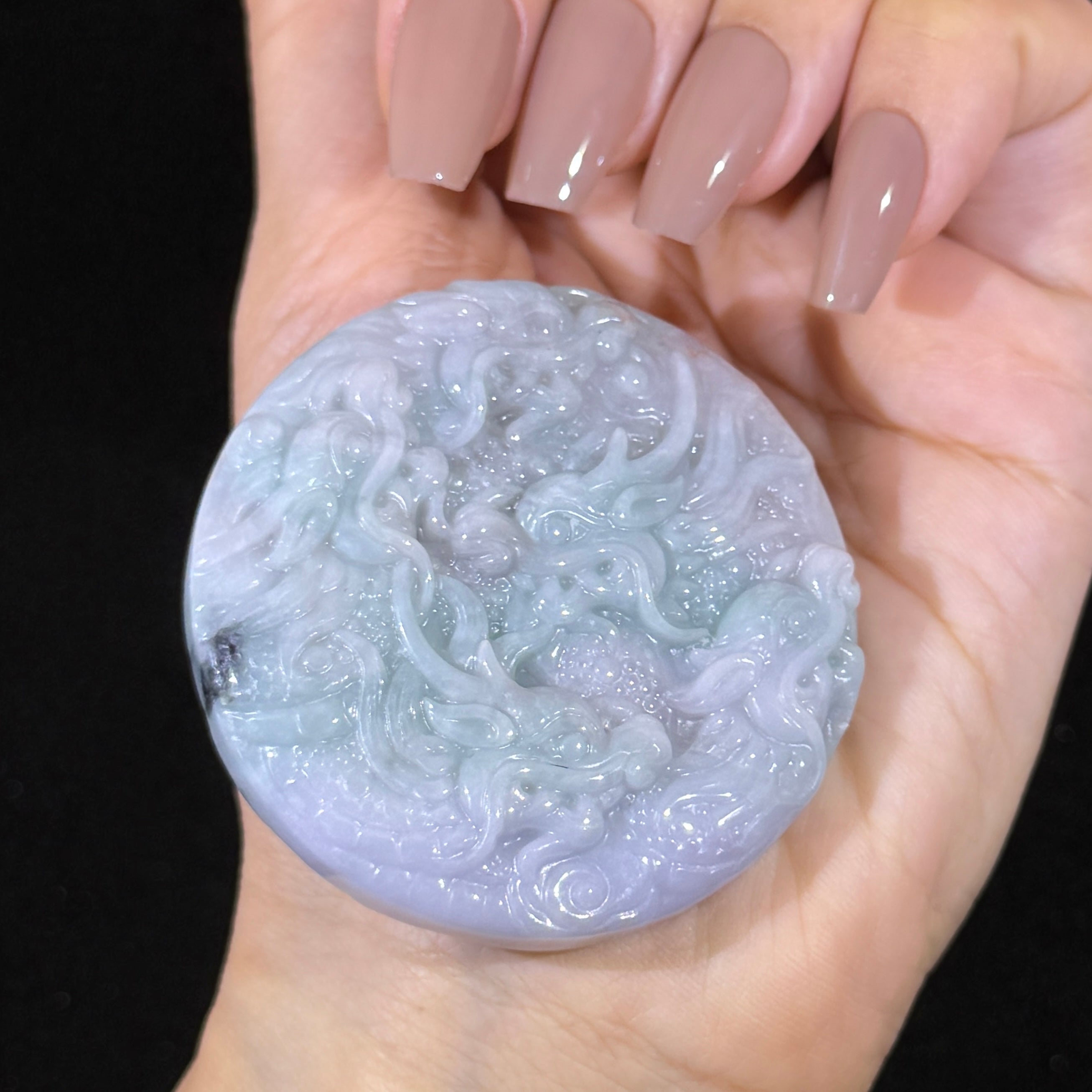 Type A Green Jade 9 Dragons Pendant
