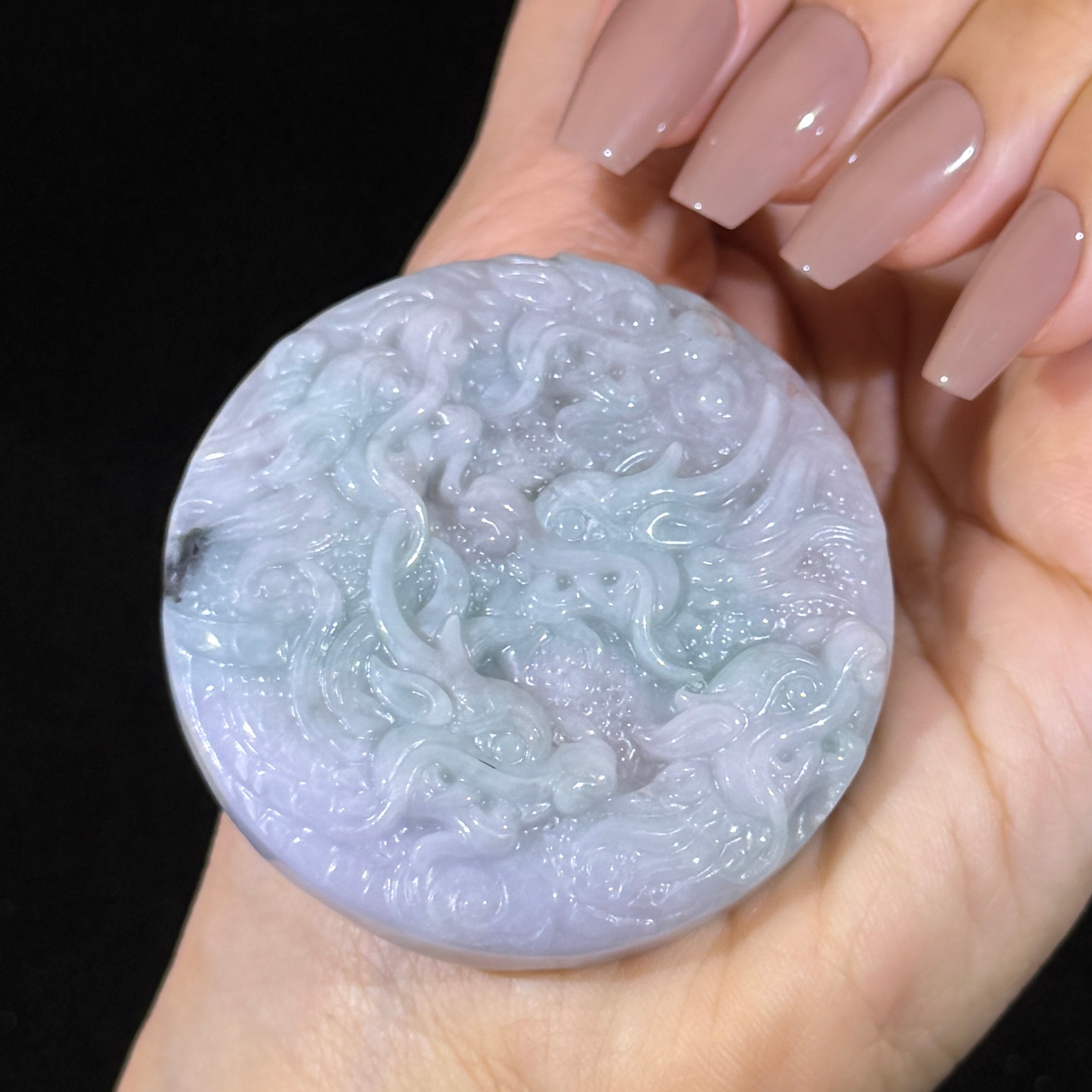 Type A Green Jade 9 Dragons Pendant