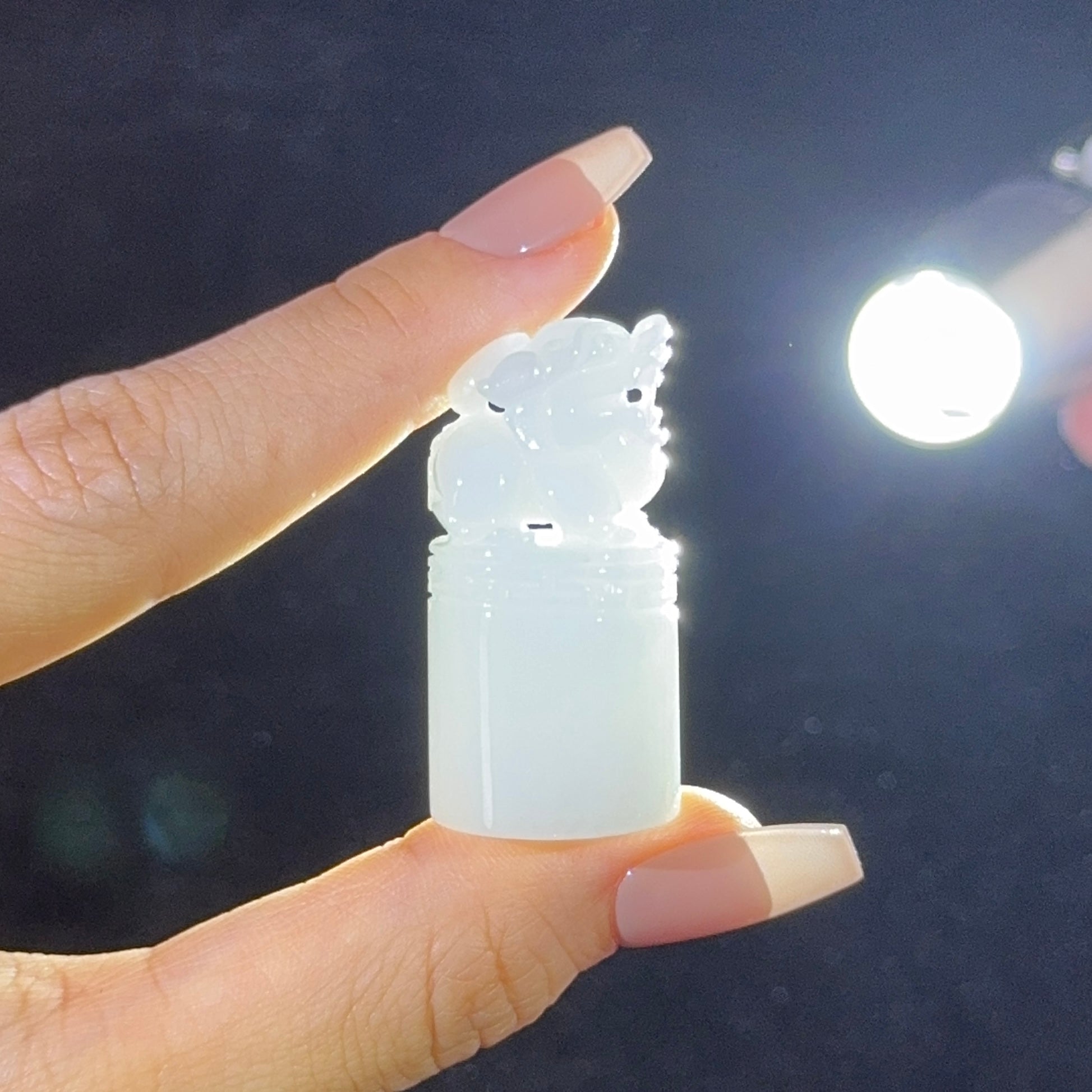 Type A Green Jade Pixiu Seal Display