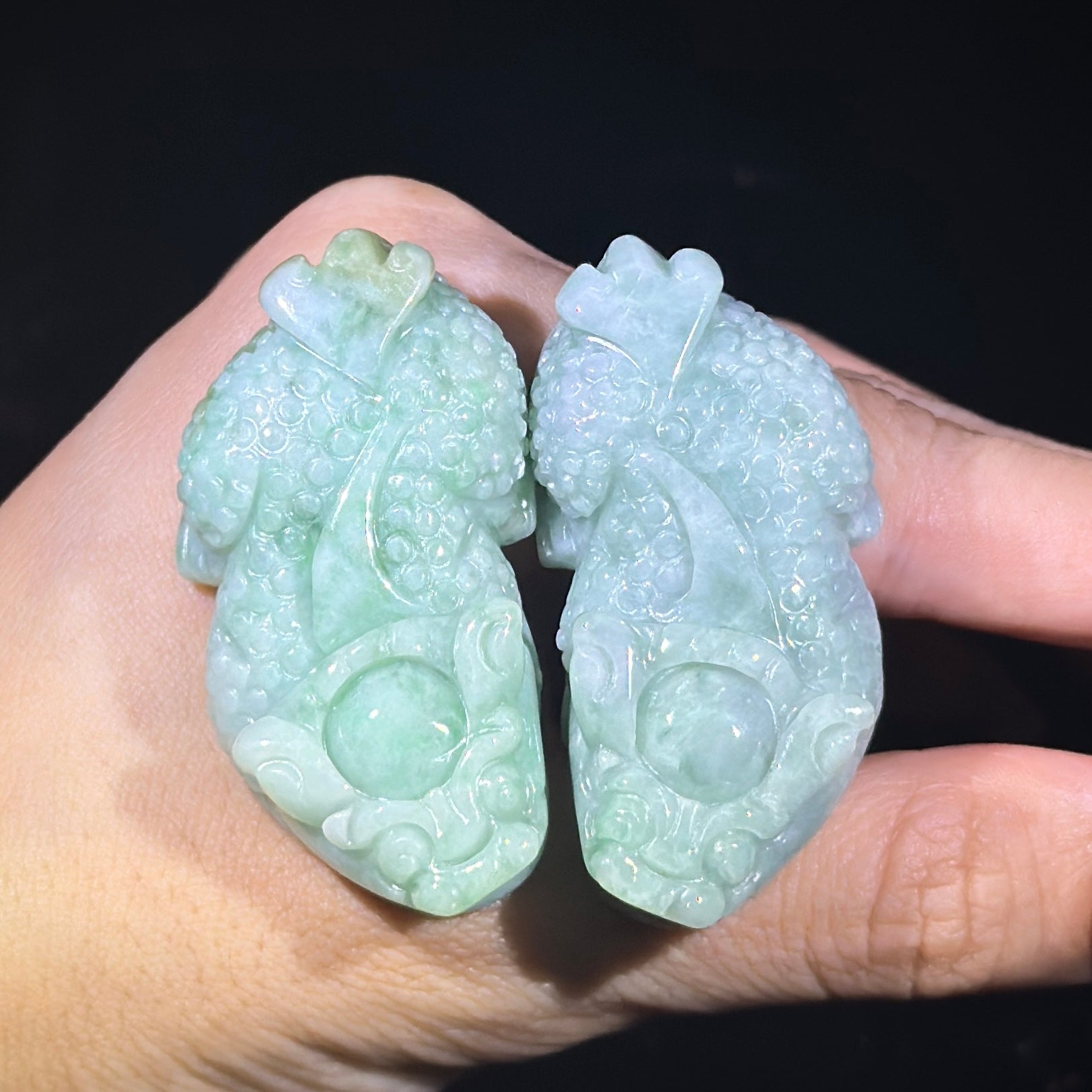Type A Green Jade Pixiu Pair Display