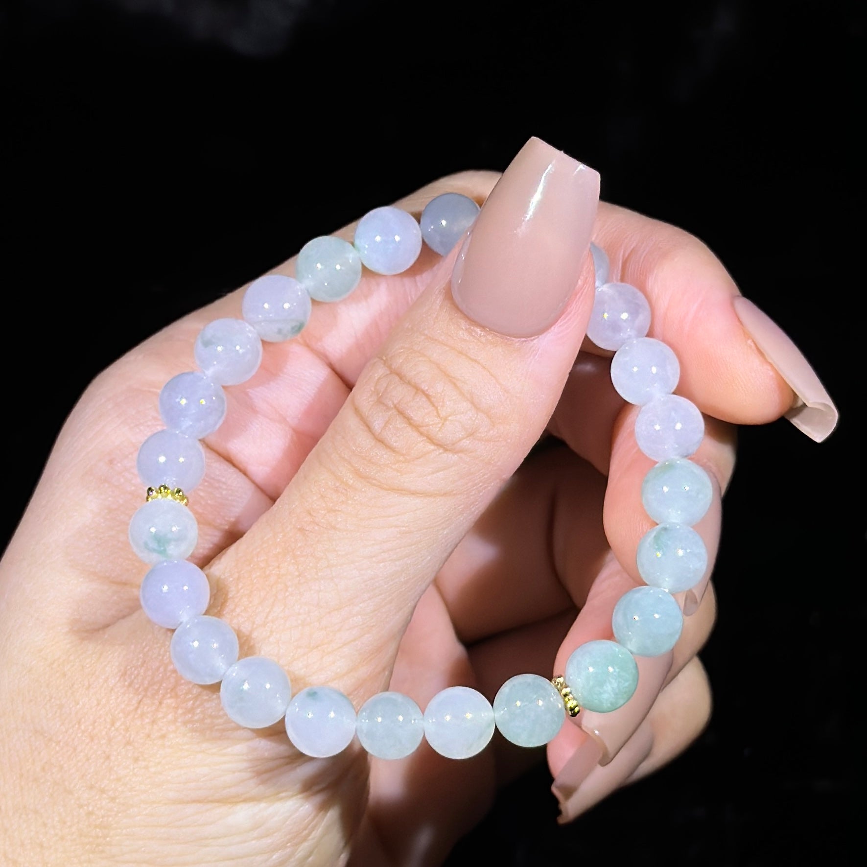 Type A Semi Icy Green Jade Bracelet