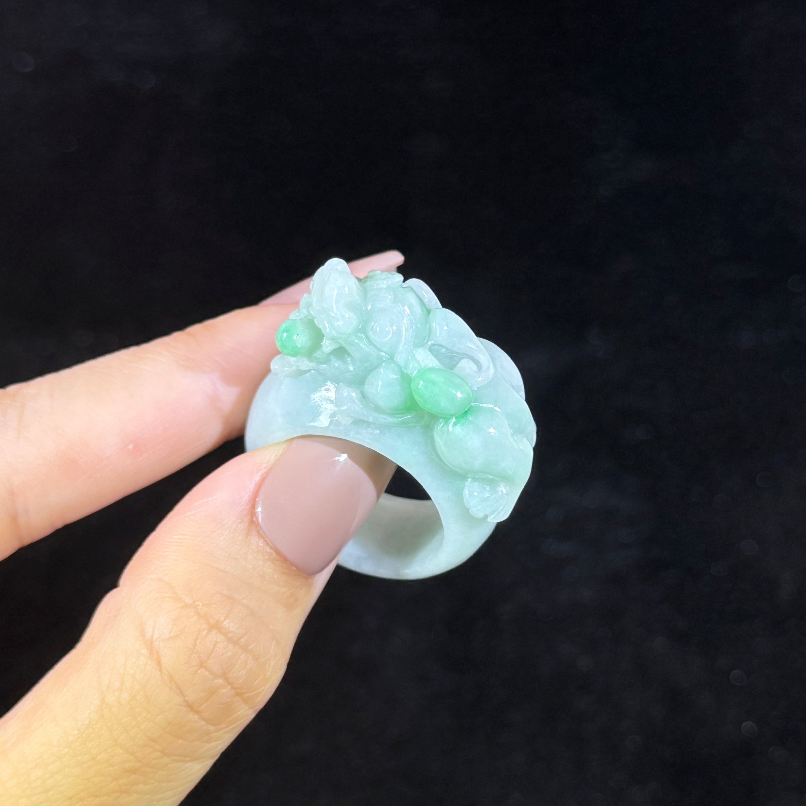 Type A Green Jade Pixiu Ring