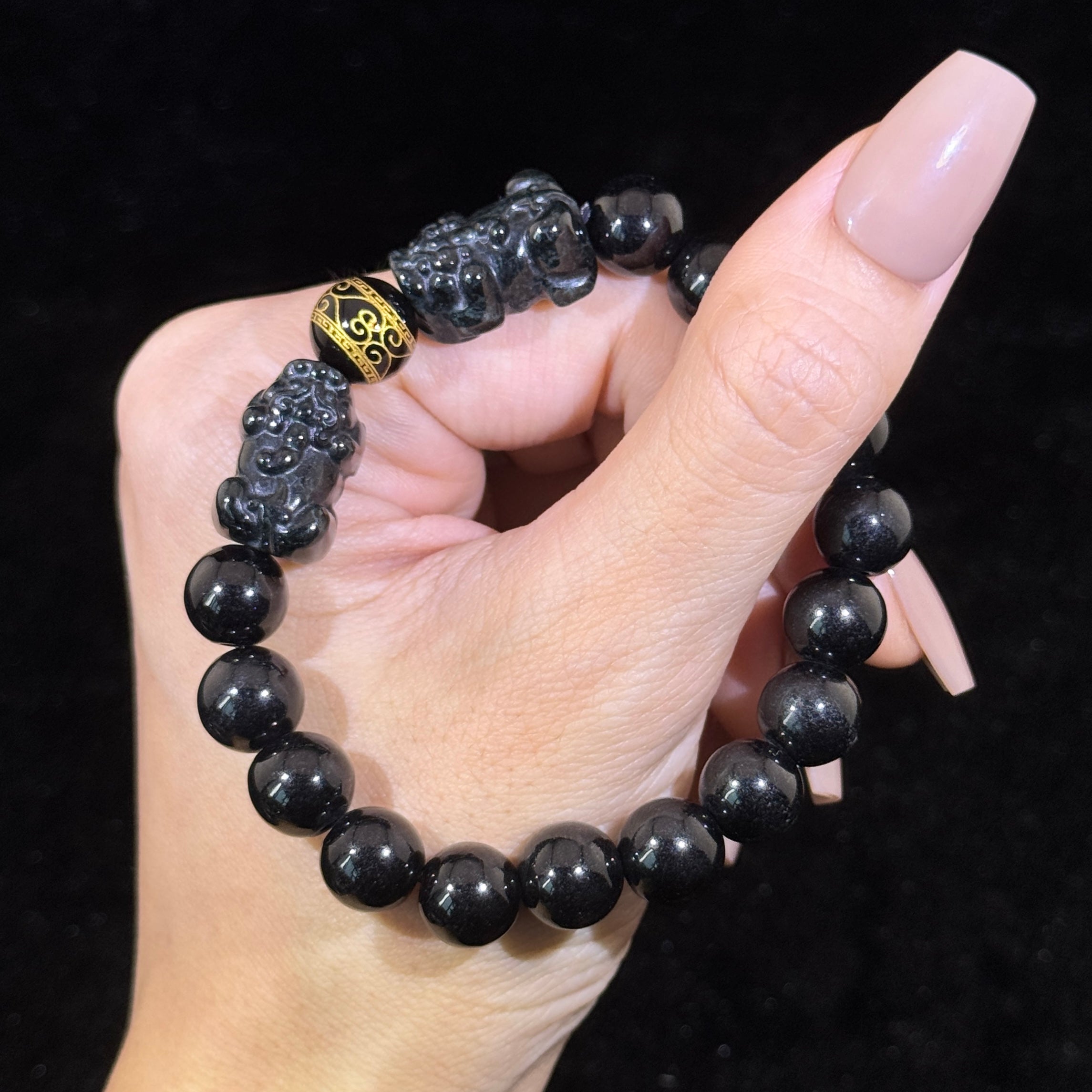Type A Black Jade Pixiu Bracelet