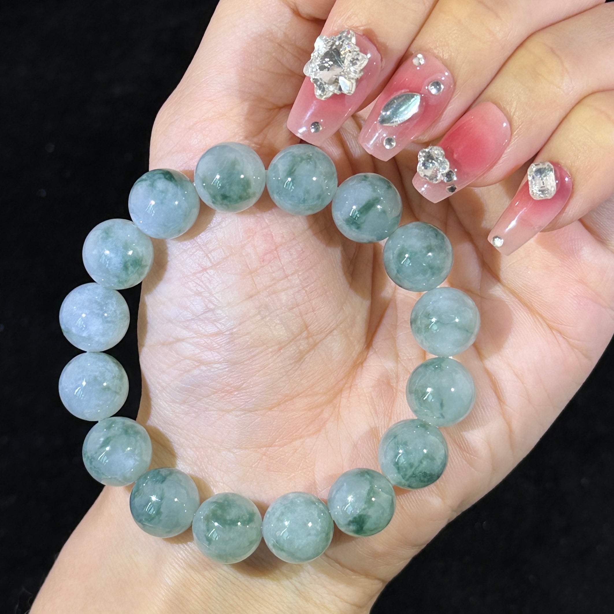 Type A Piao Hua Jade Beads Bracelet