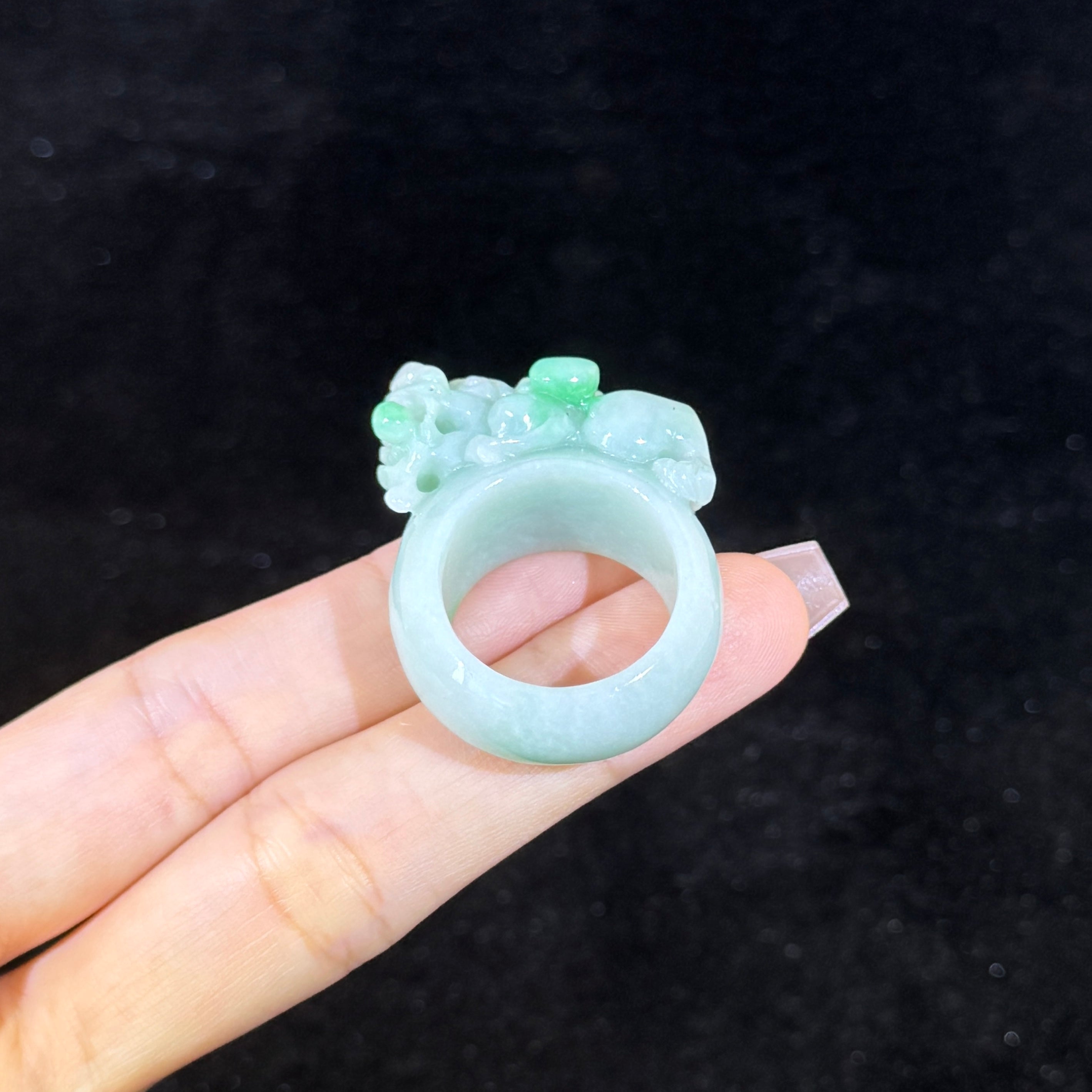 Type A Green Jade Pixiu Ring