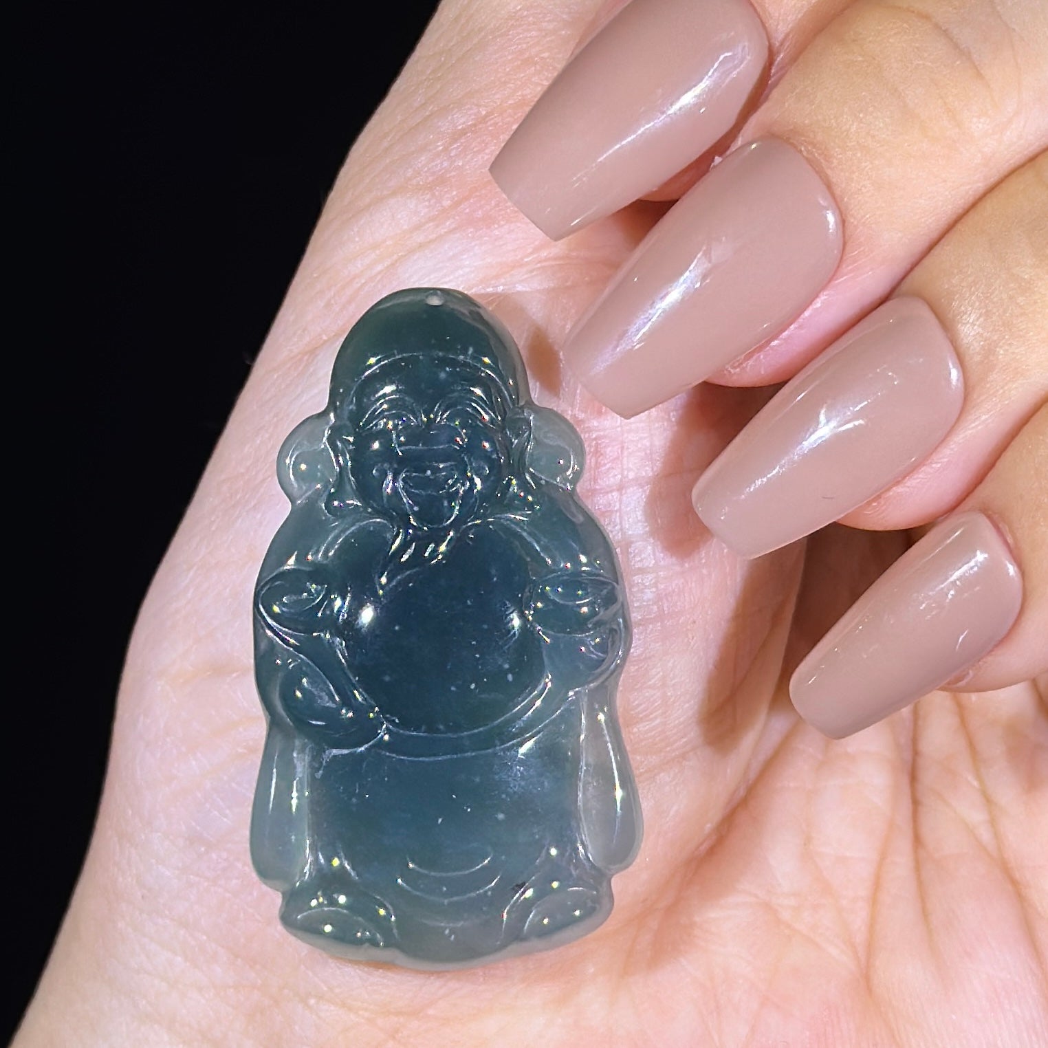 Type A Blueish Green Jade God of Fortune