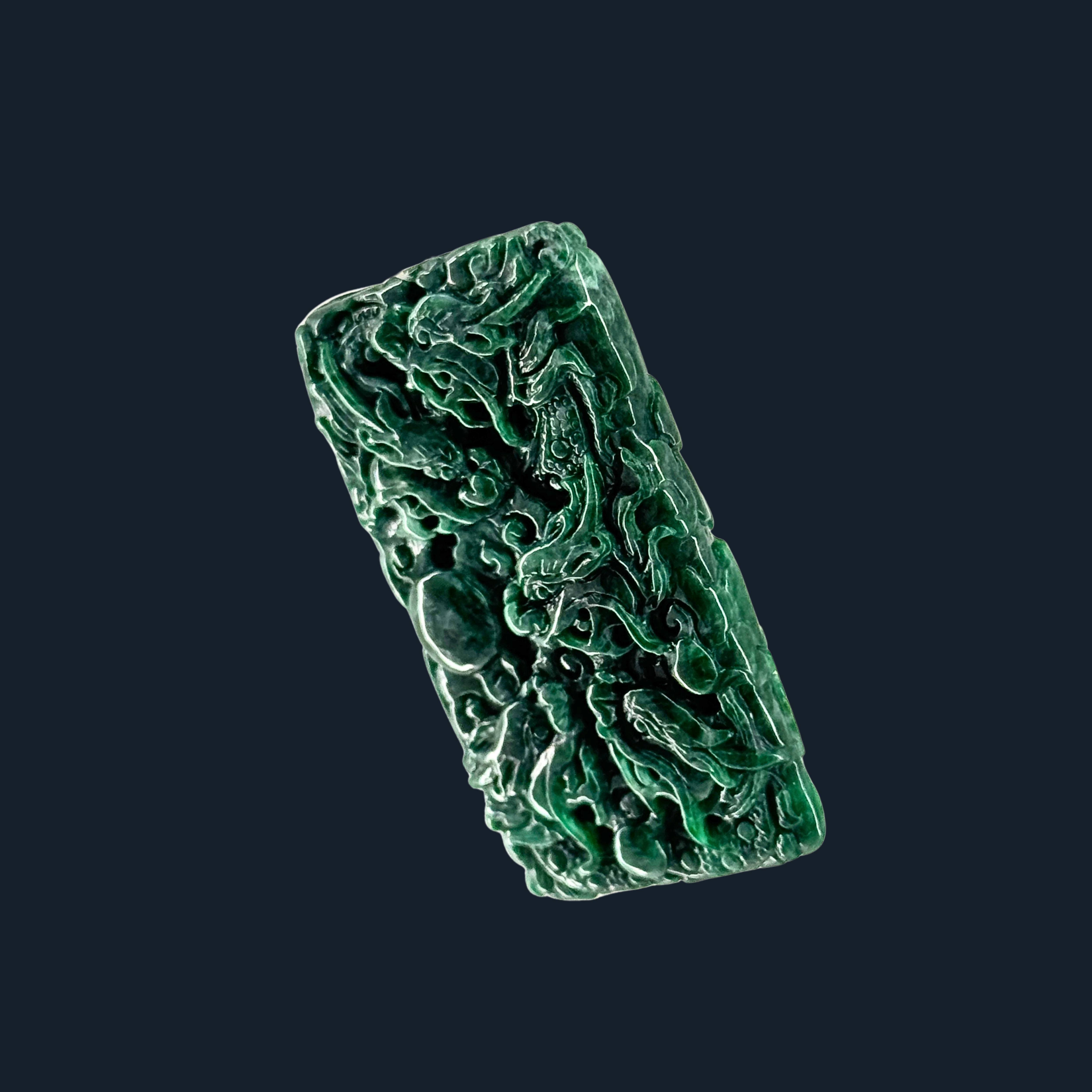 Type A Full Spicy Green Jade 9 Dragons Pendant