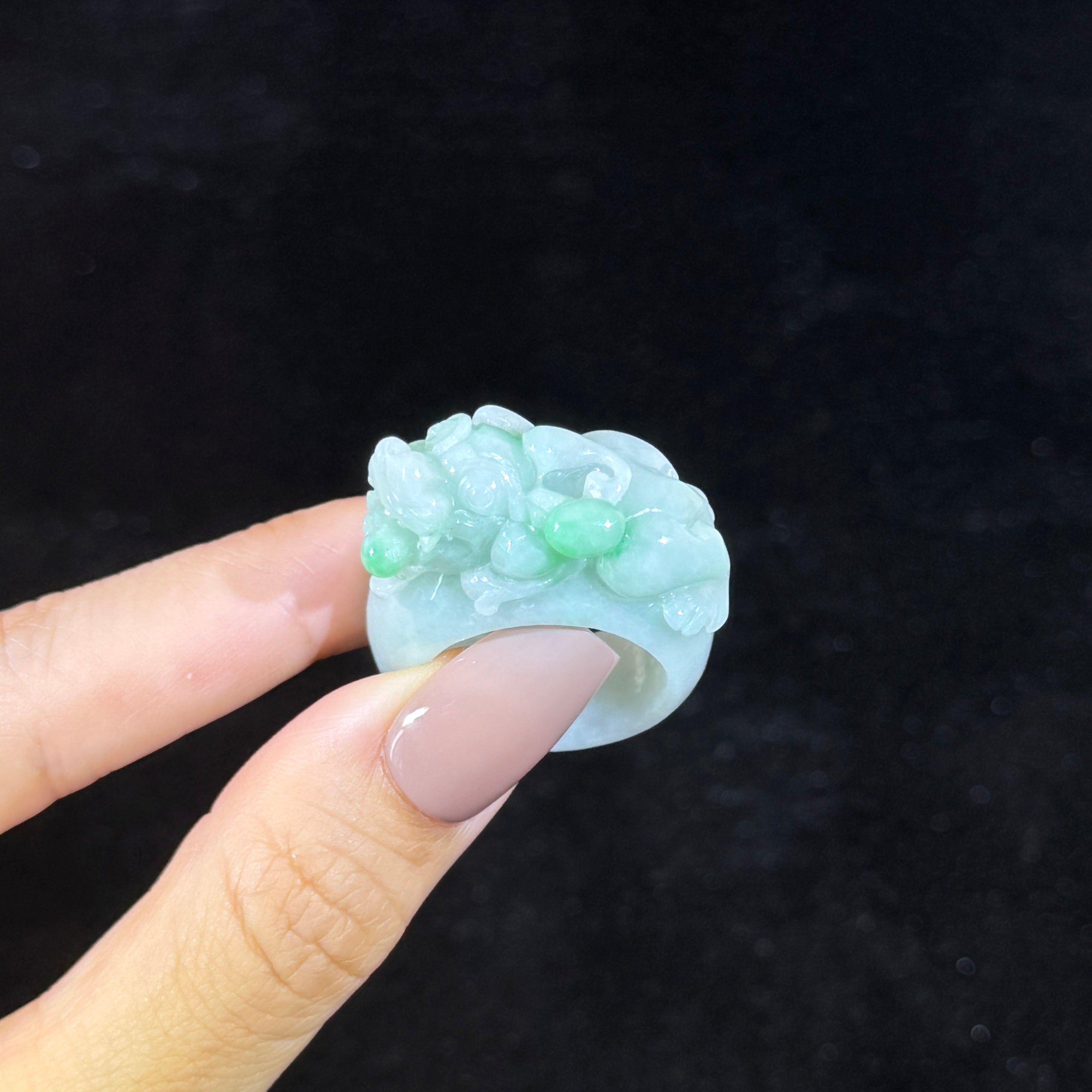 Type A Green Jade Pixiu Ring