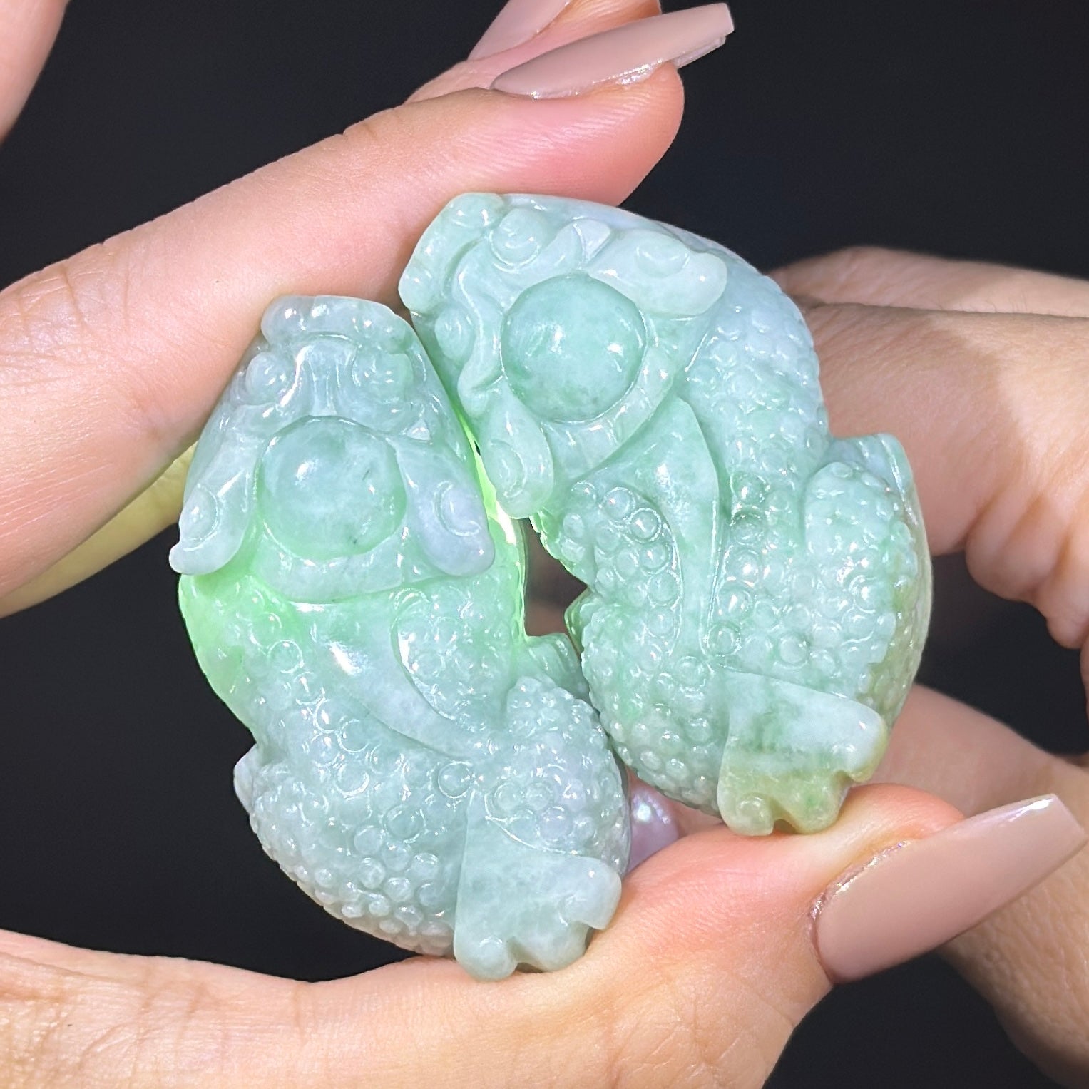 Type A Green Jade Pixiu Pair Display