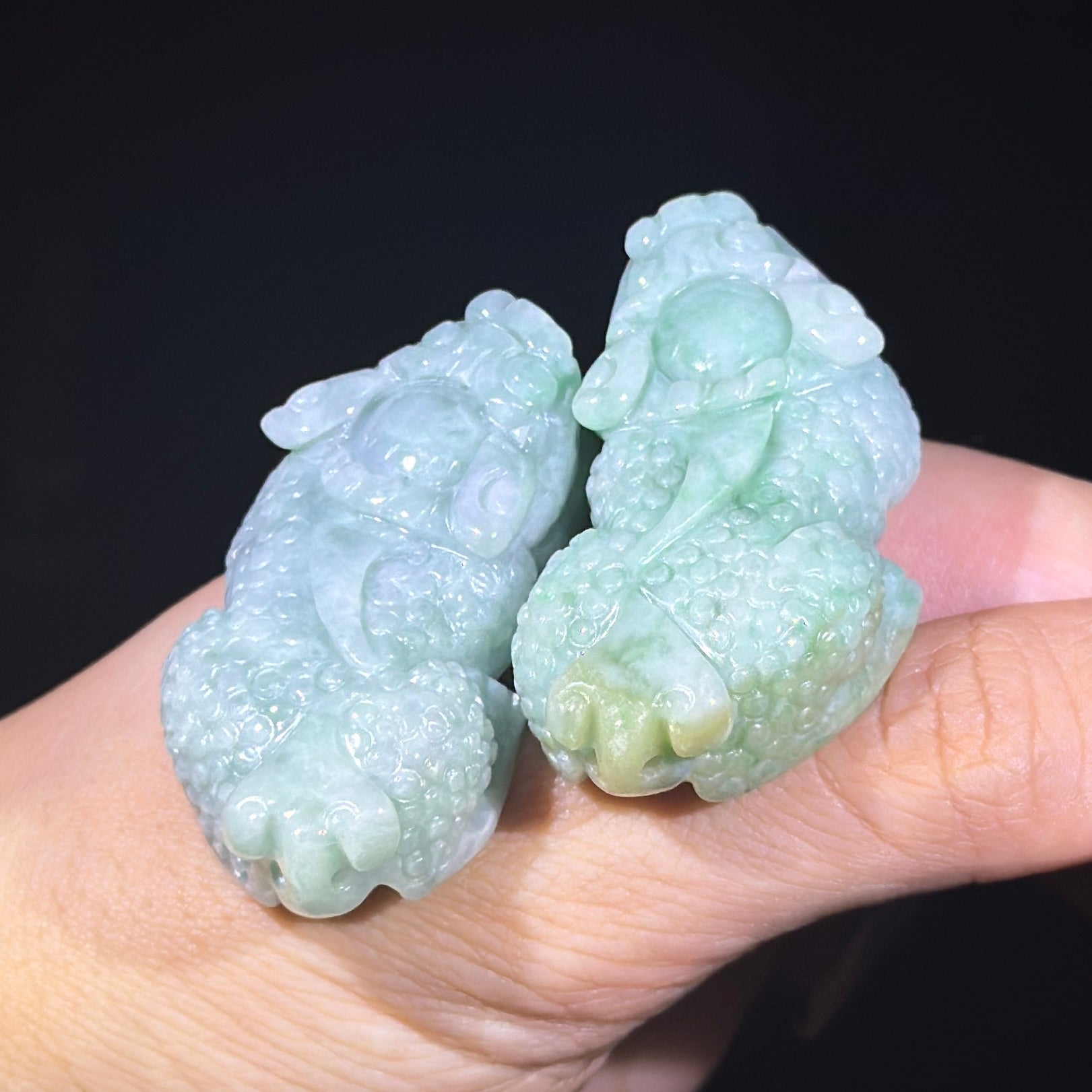 Type A Green Jade Pixiu Pair Display