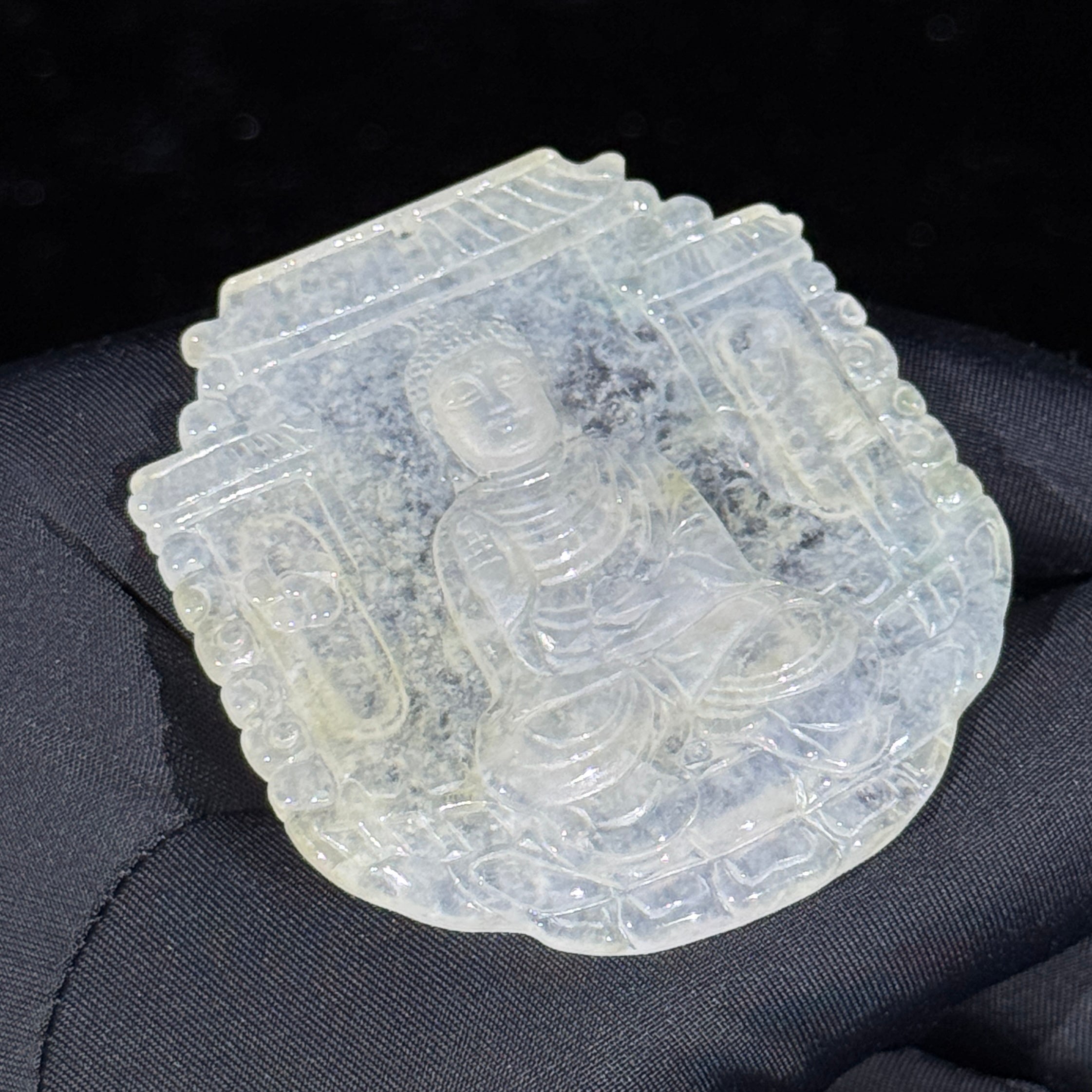 Type A Semi Icy White Jade Amitabha Buddha