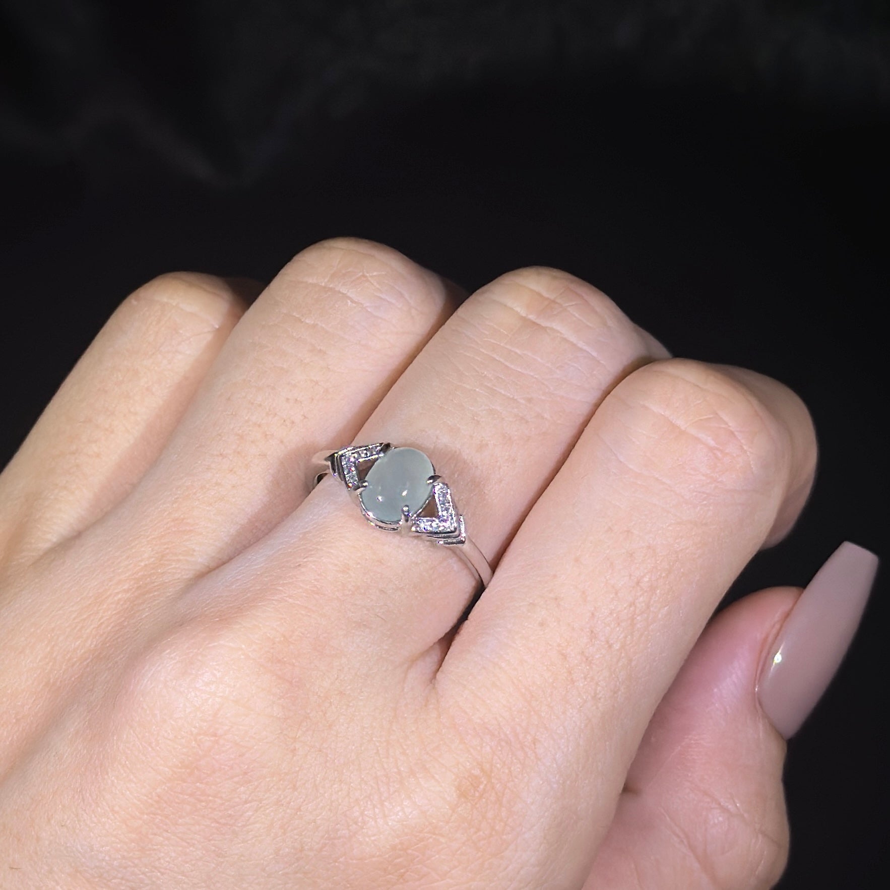 925 Sliver Type A Jade Ring