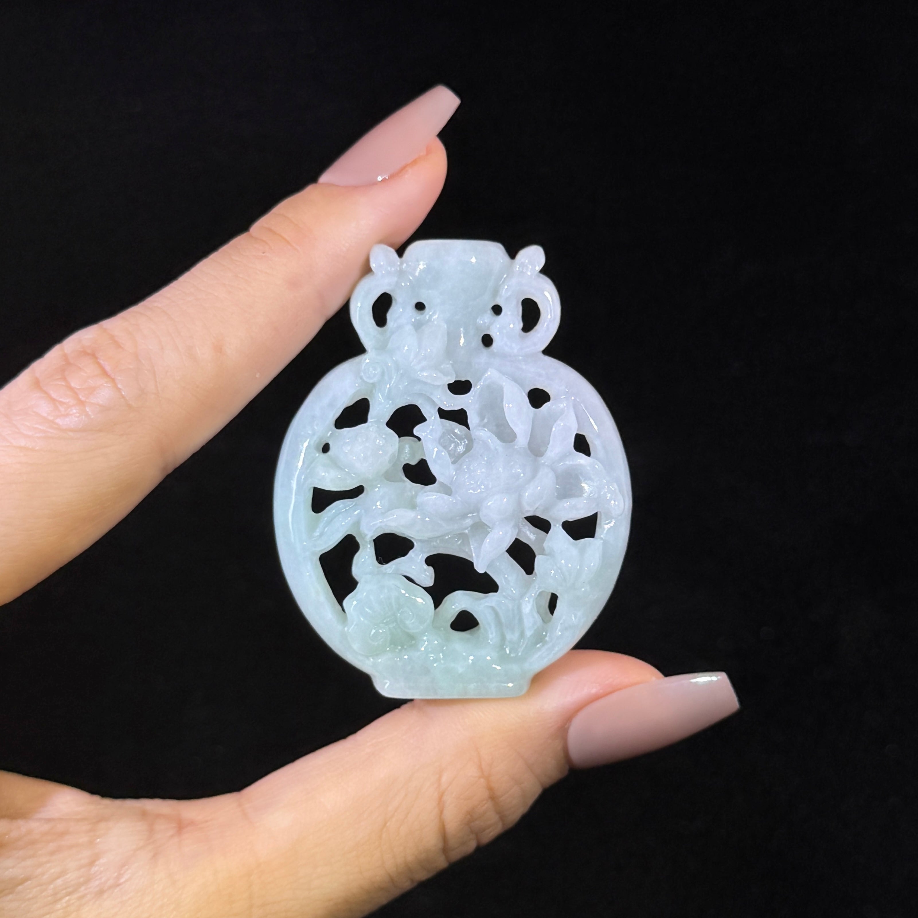 Type A Green Jade Lotus Flower Pendant