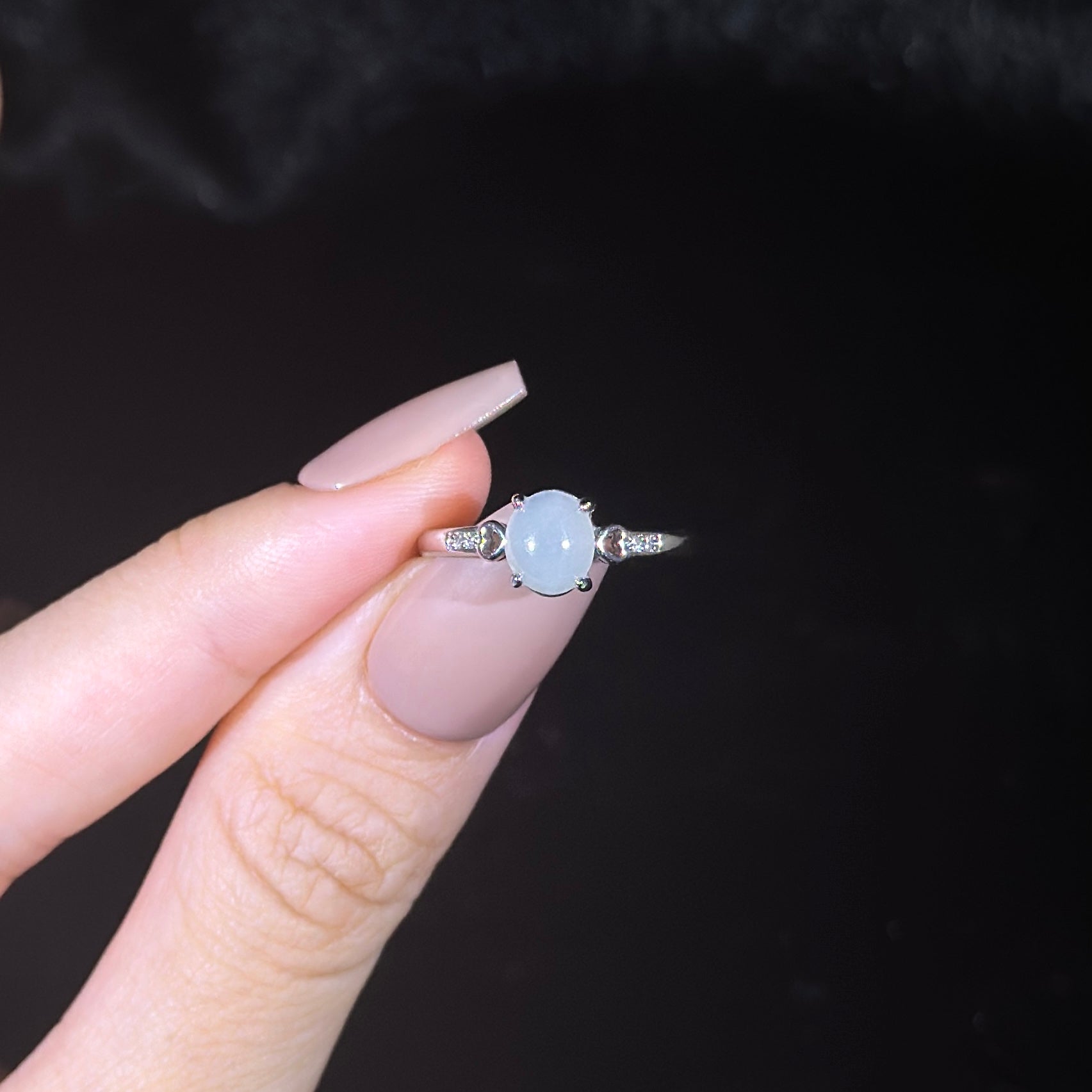 925 Sliver Type A Jade Ring