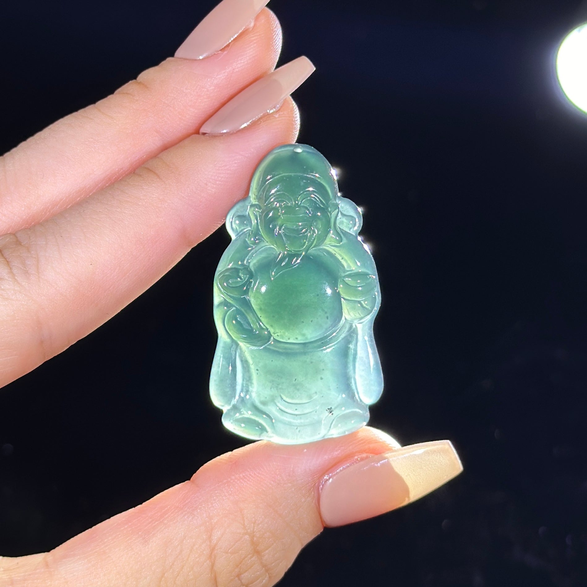 Type A Blueish Green Jade God of Fortune