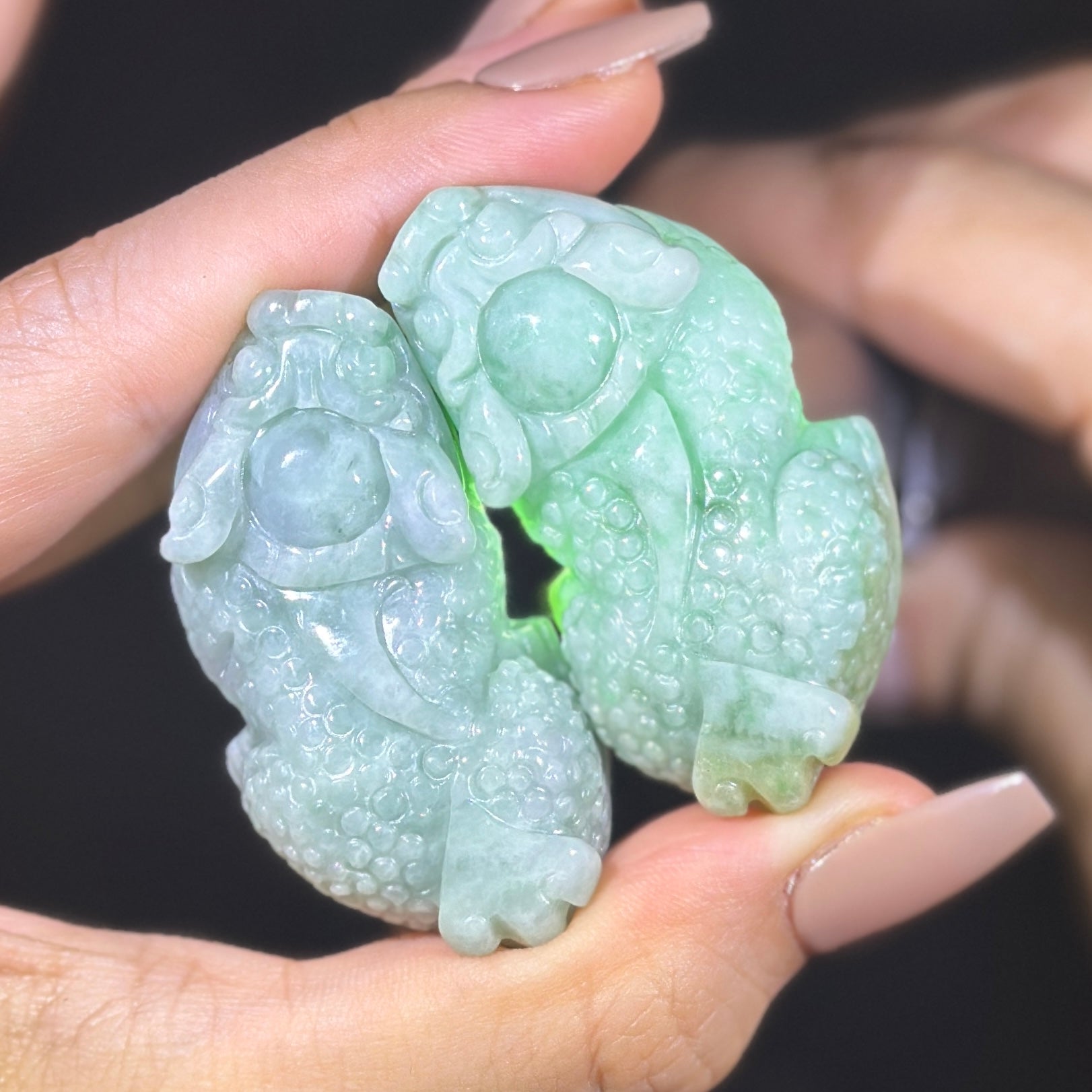 Type A Green Jade Pixiu Pair Display