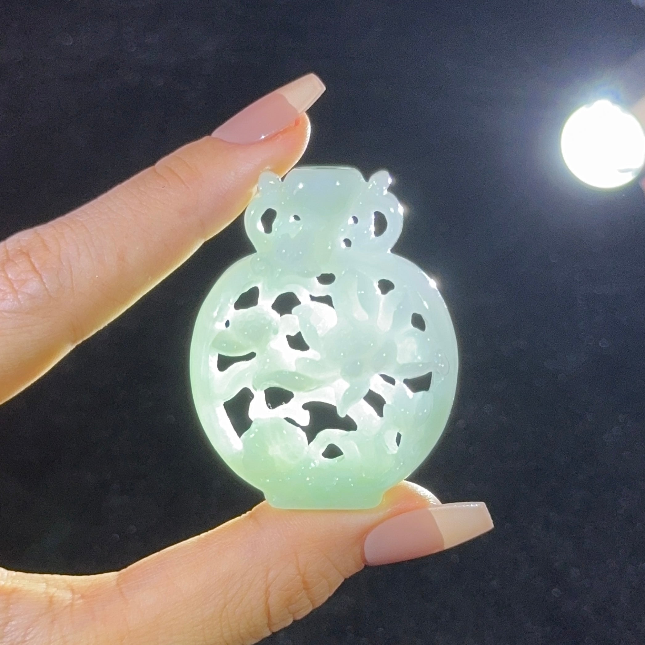 Type A Green Jade Lotus Flower Pendant
