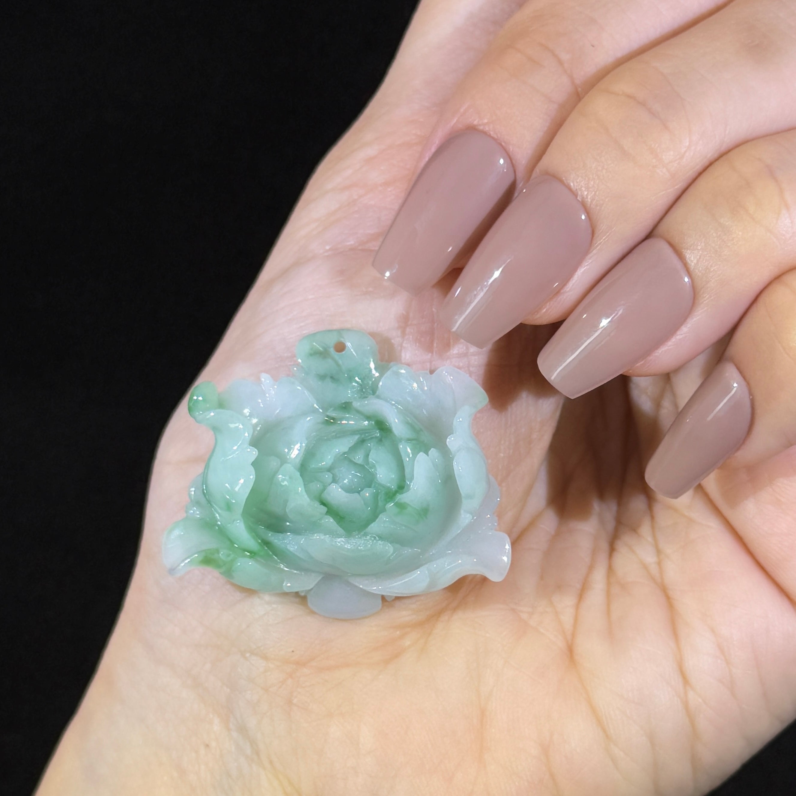 Type A Green Jade Flower Pendant