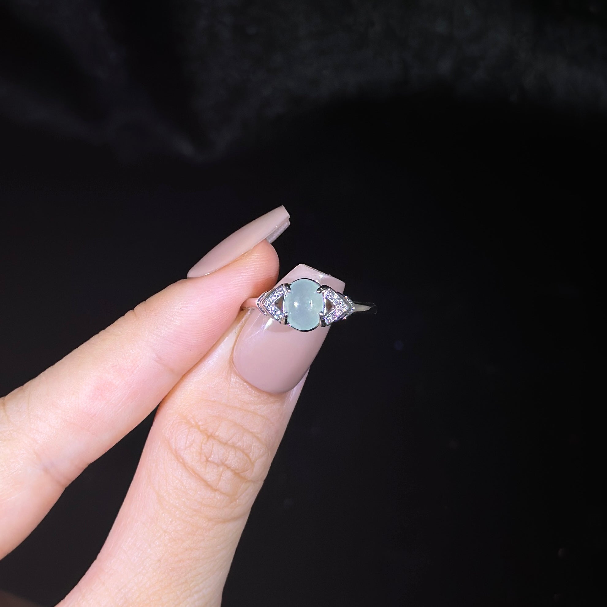 925 Sliver Type A Jade Ring
