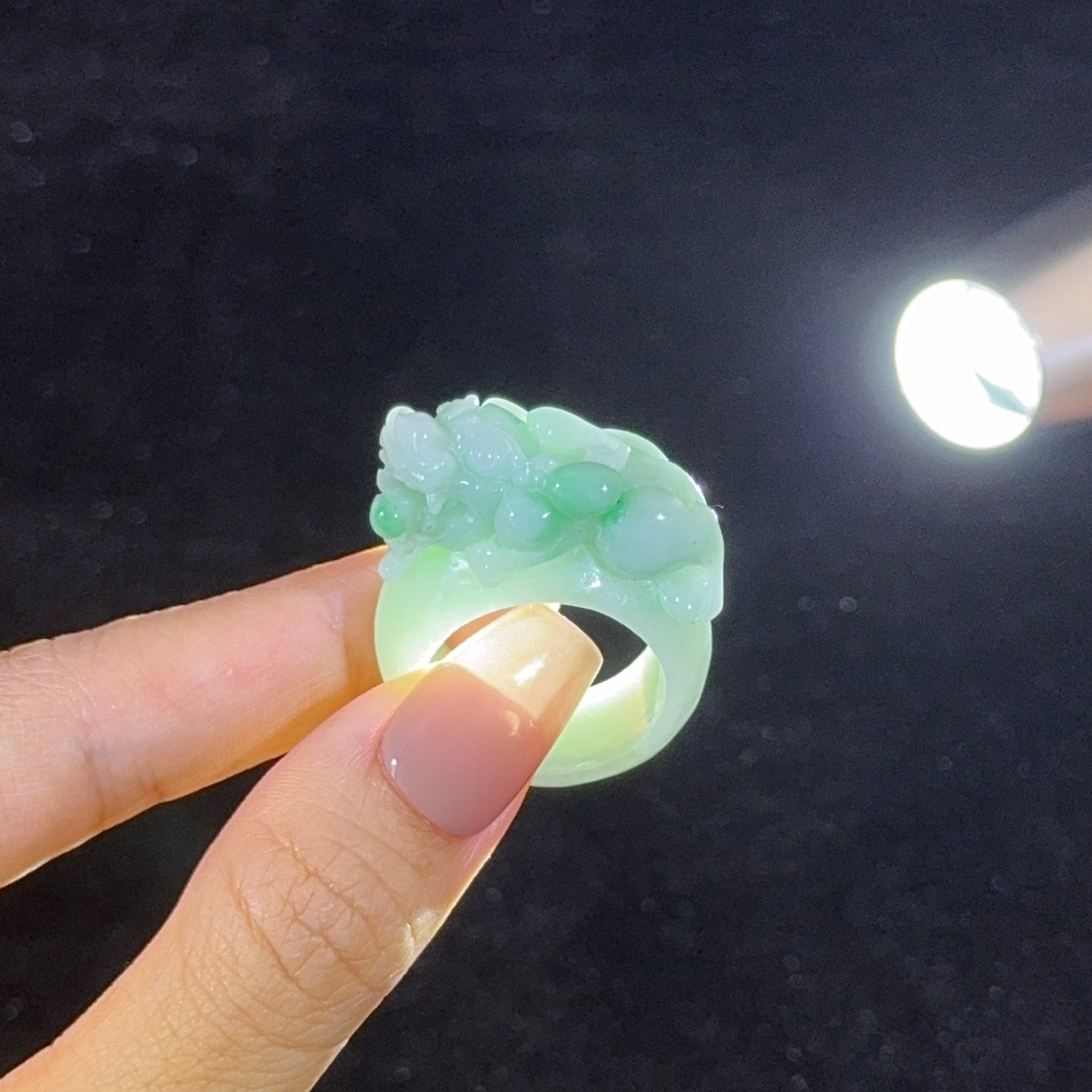 Type A Green Jade Pixiu Ring