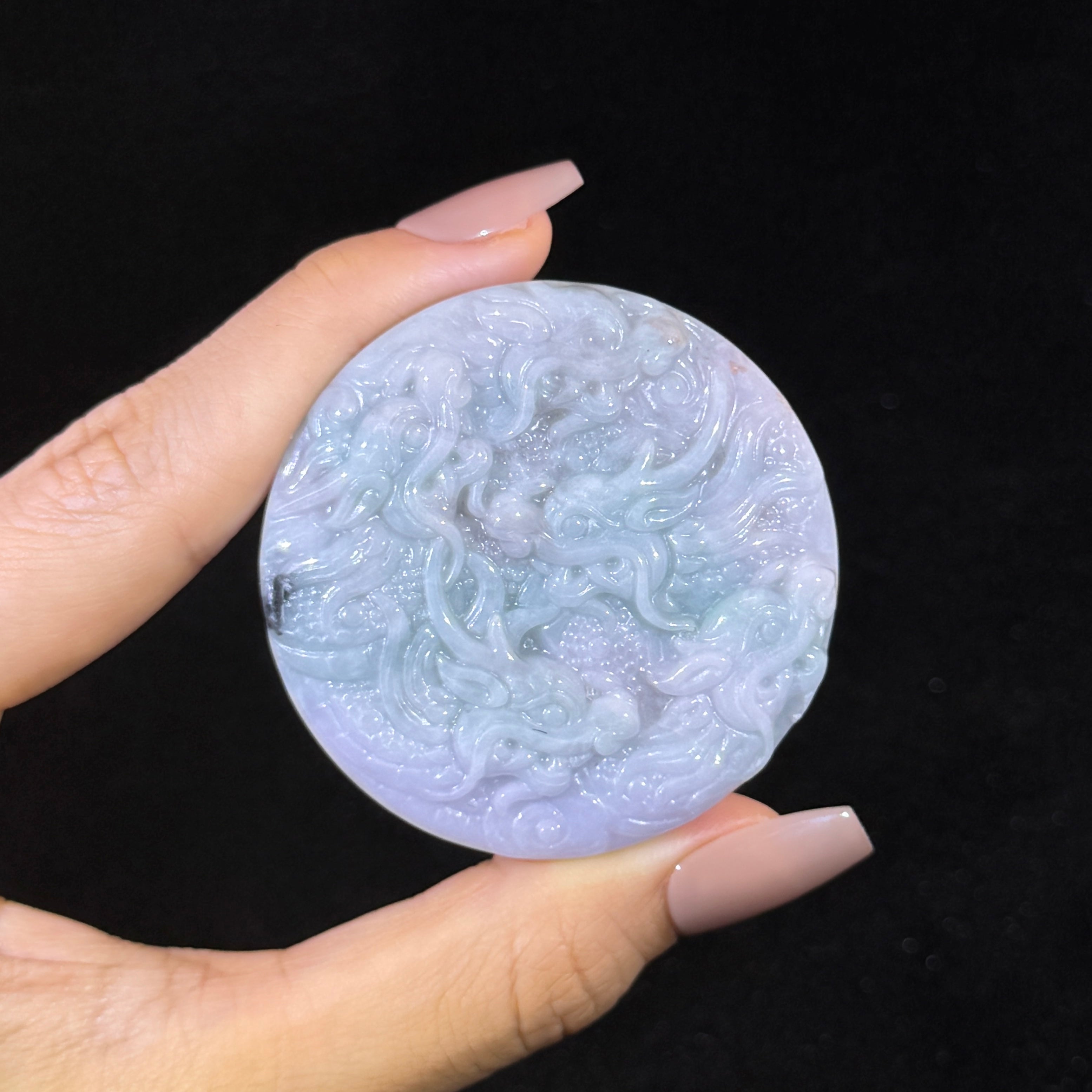 Type A Green Jade 9 Dragons Pendant