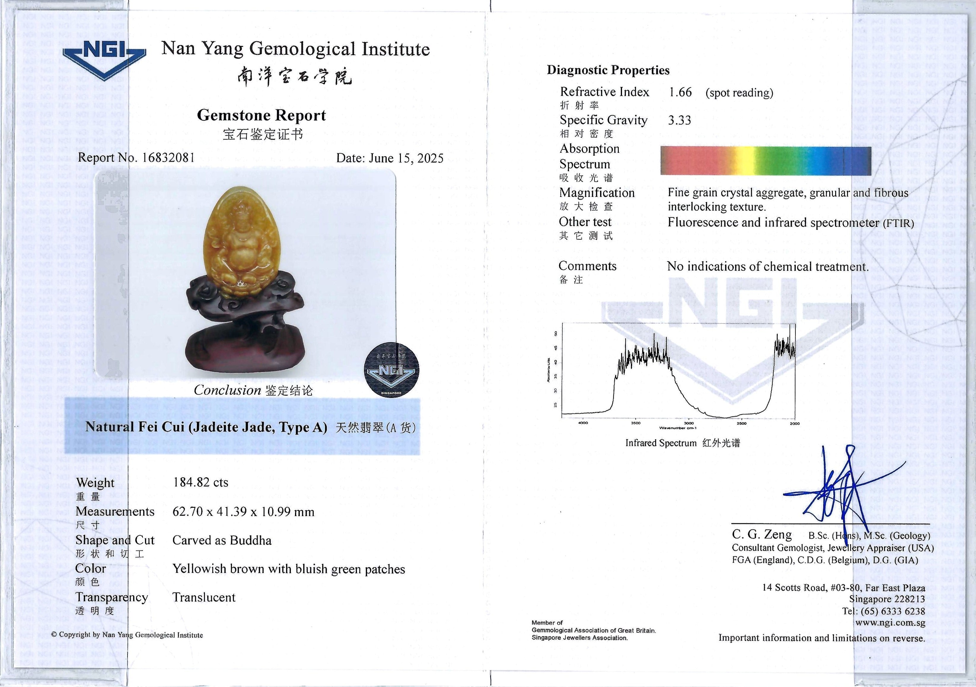 RARE Grand Master Craftsman Type A Yellow Jade Yellow Jambhala NGI Cert