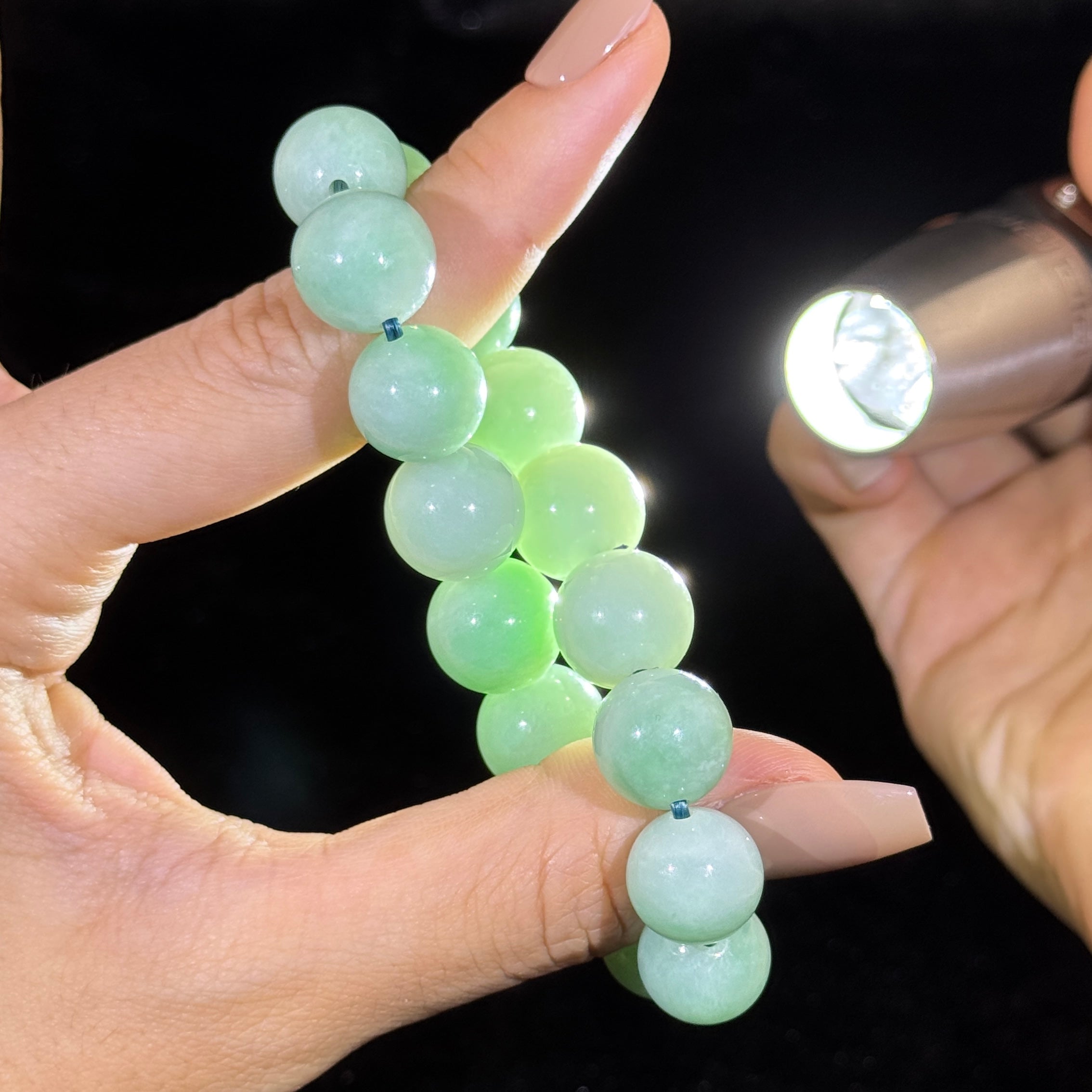 Type A Green Jade Beads Bracelet