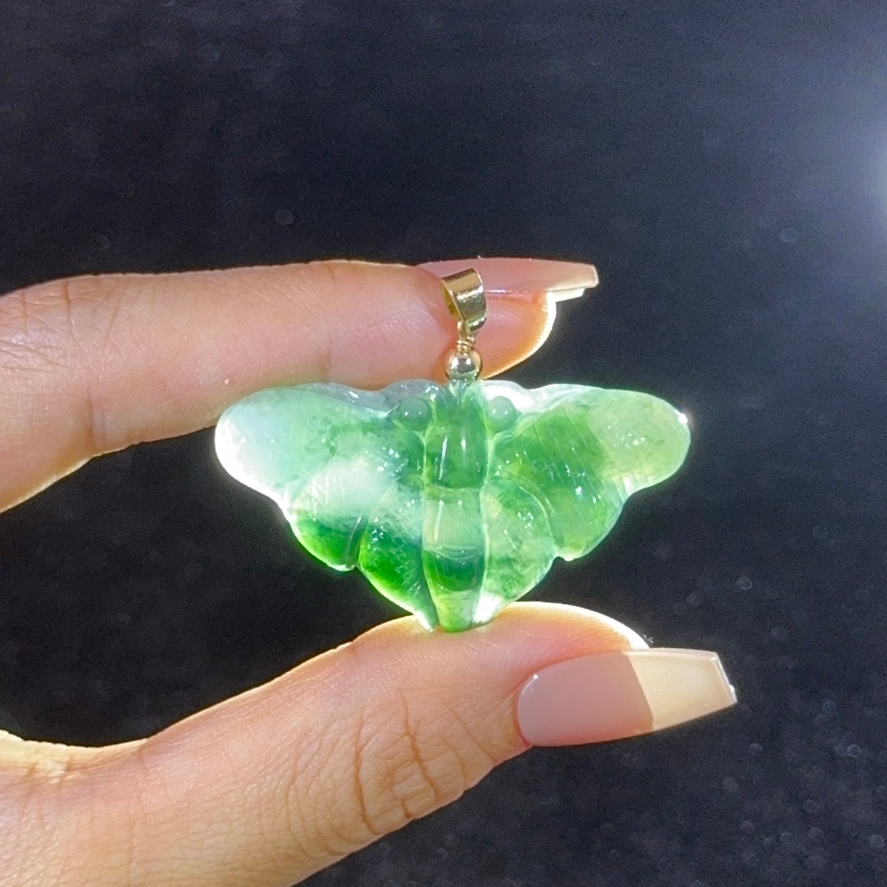 Type A Green Jade Butterfly Pendant