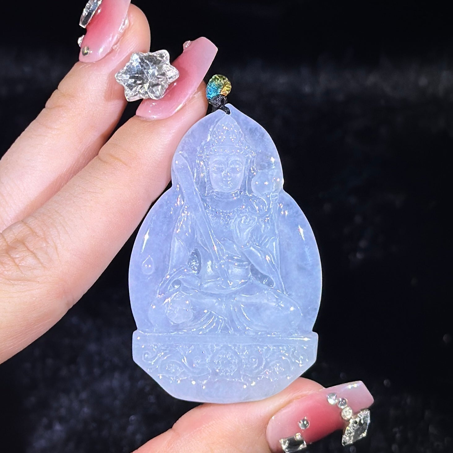 Type A Semi Icy Green Jade Bodhisattva Akasagarbha