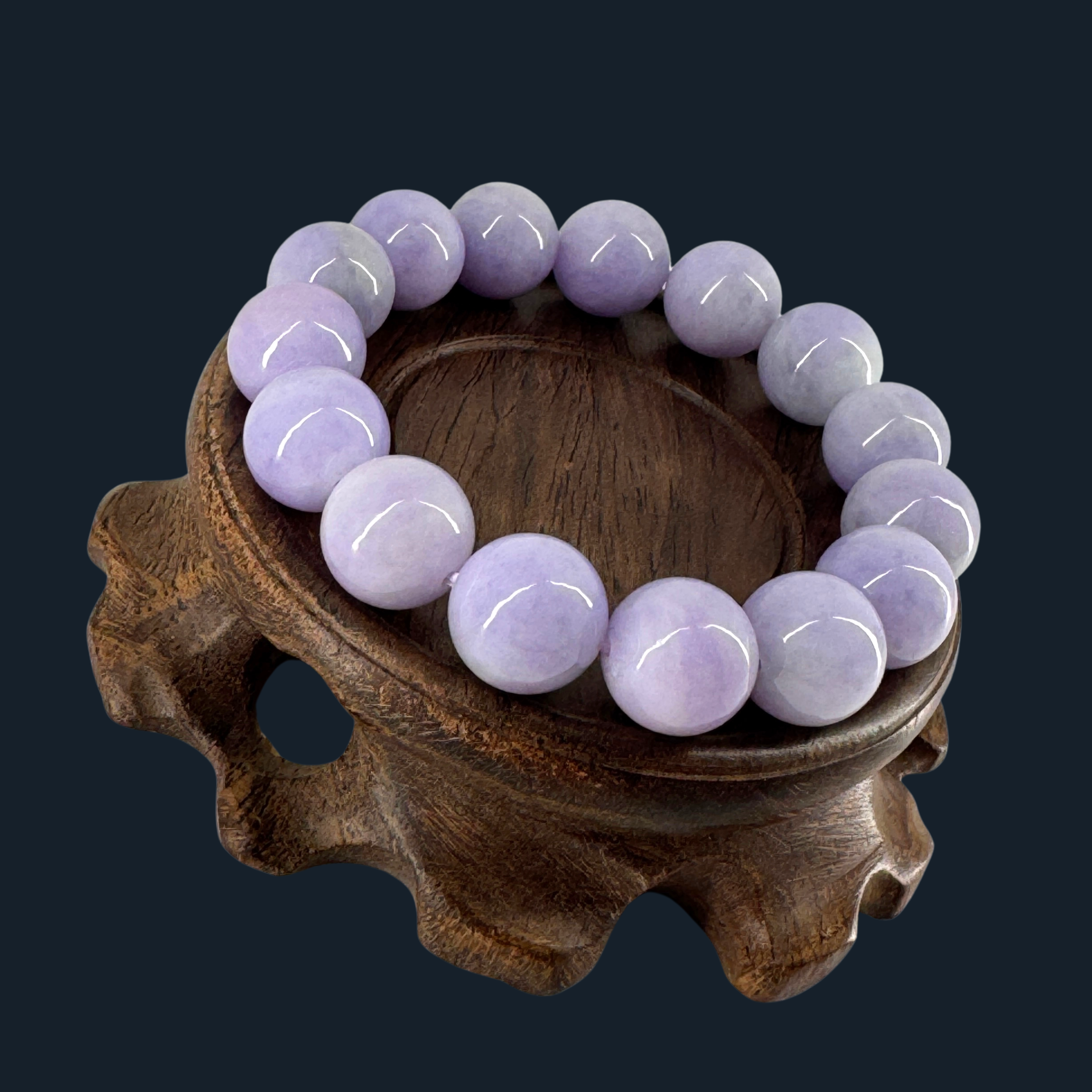 Type A Lavender Jade Beads Bracelet NGI Cert
