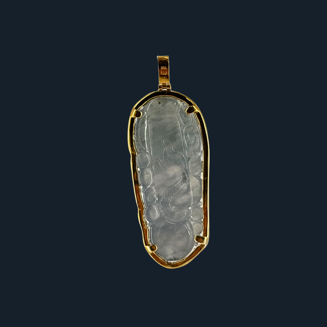 Type A Semi Icy Green Jade Dragon Pendant