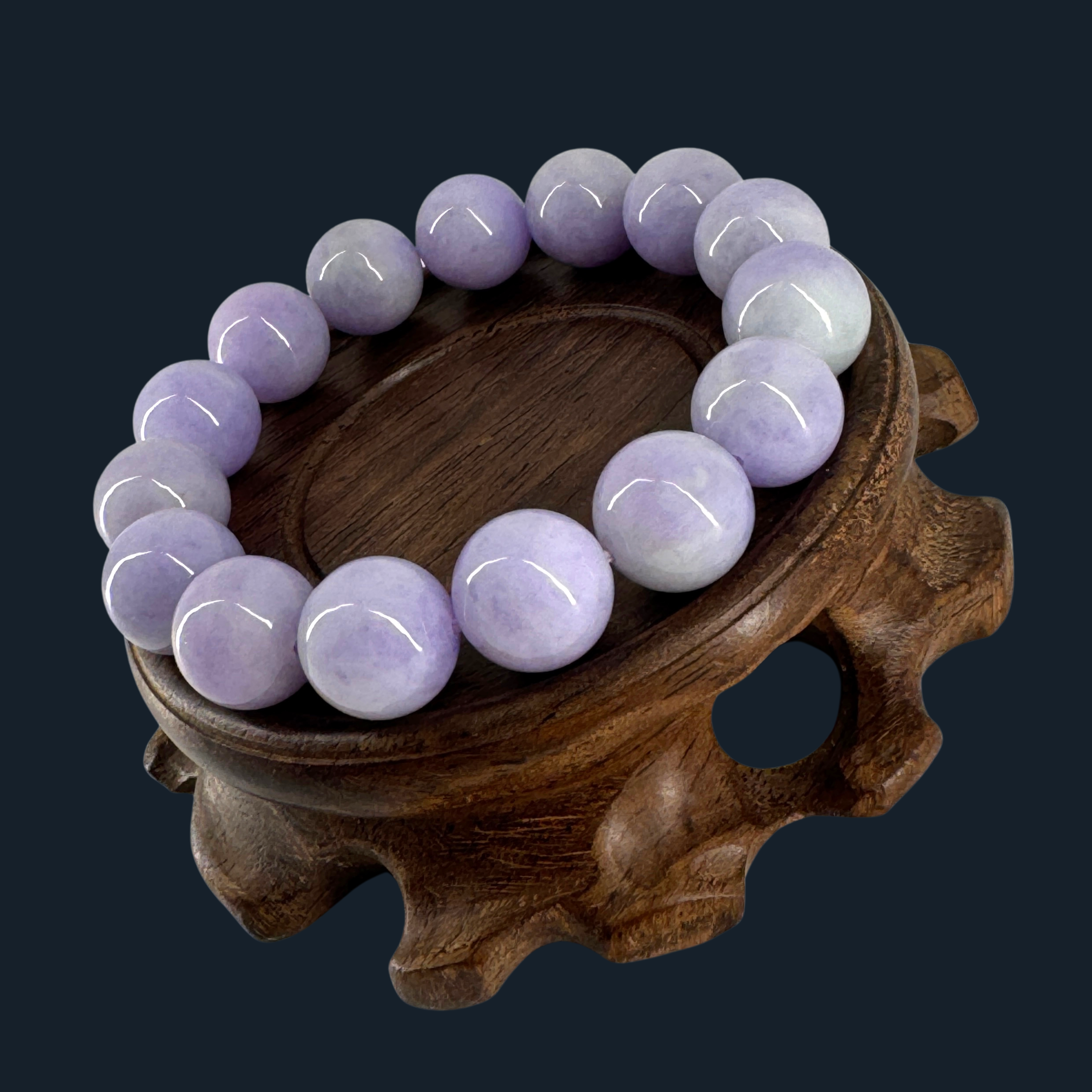 Type A Lavender Jade Beads Bracelet NGI Cert