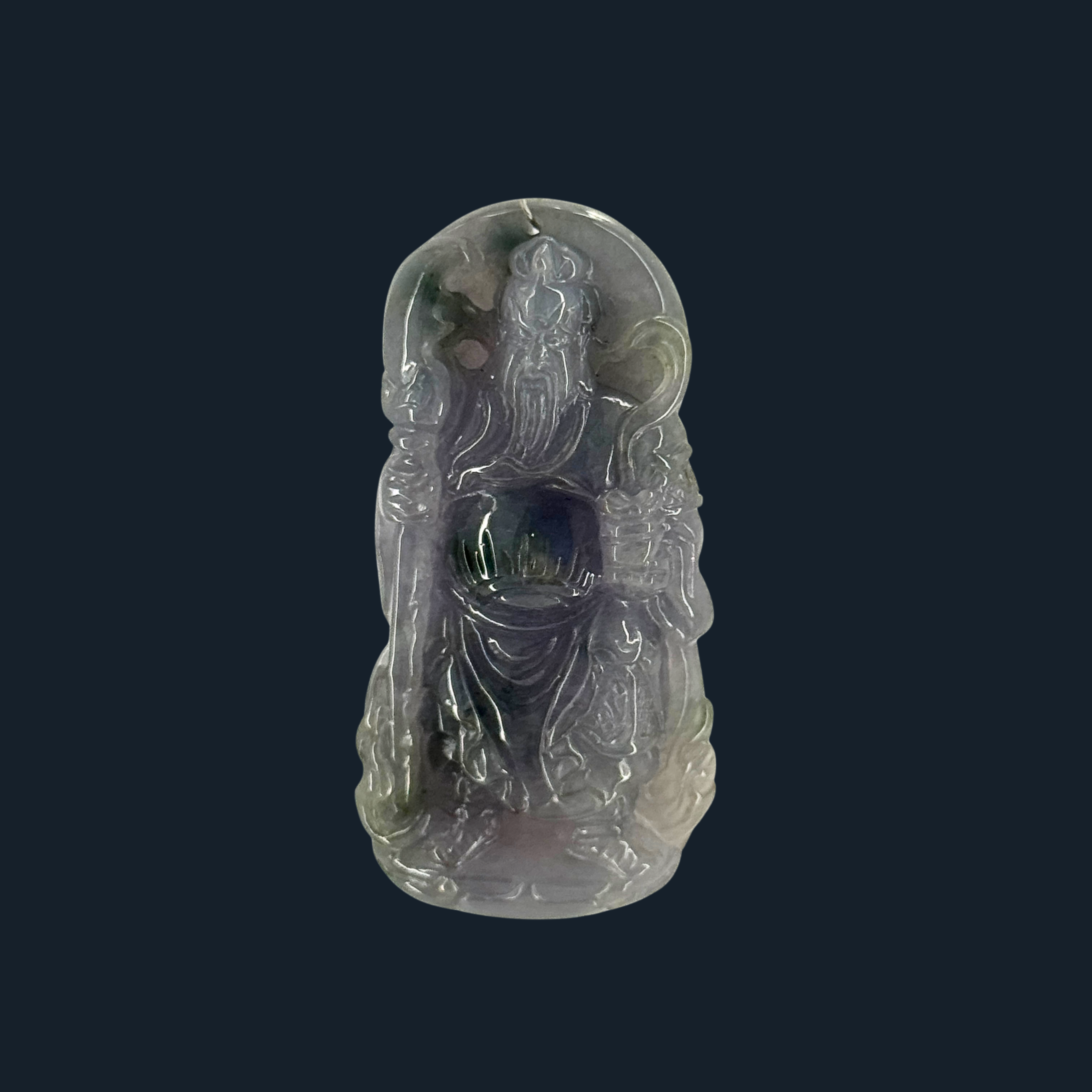 Type A Black Jade Guan Gong Pendant