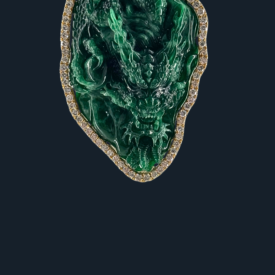 Type A Full Spicy Green Jade Dragon