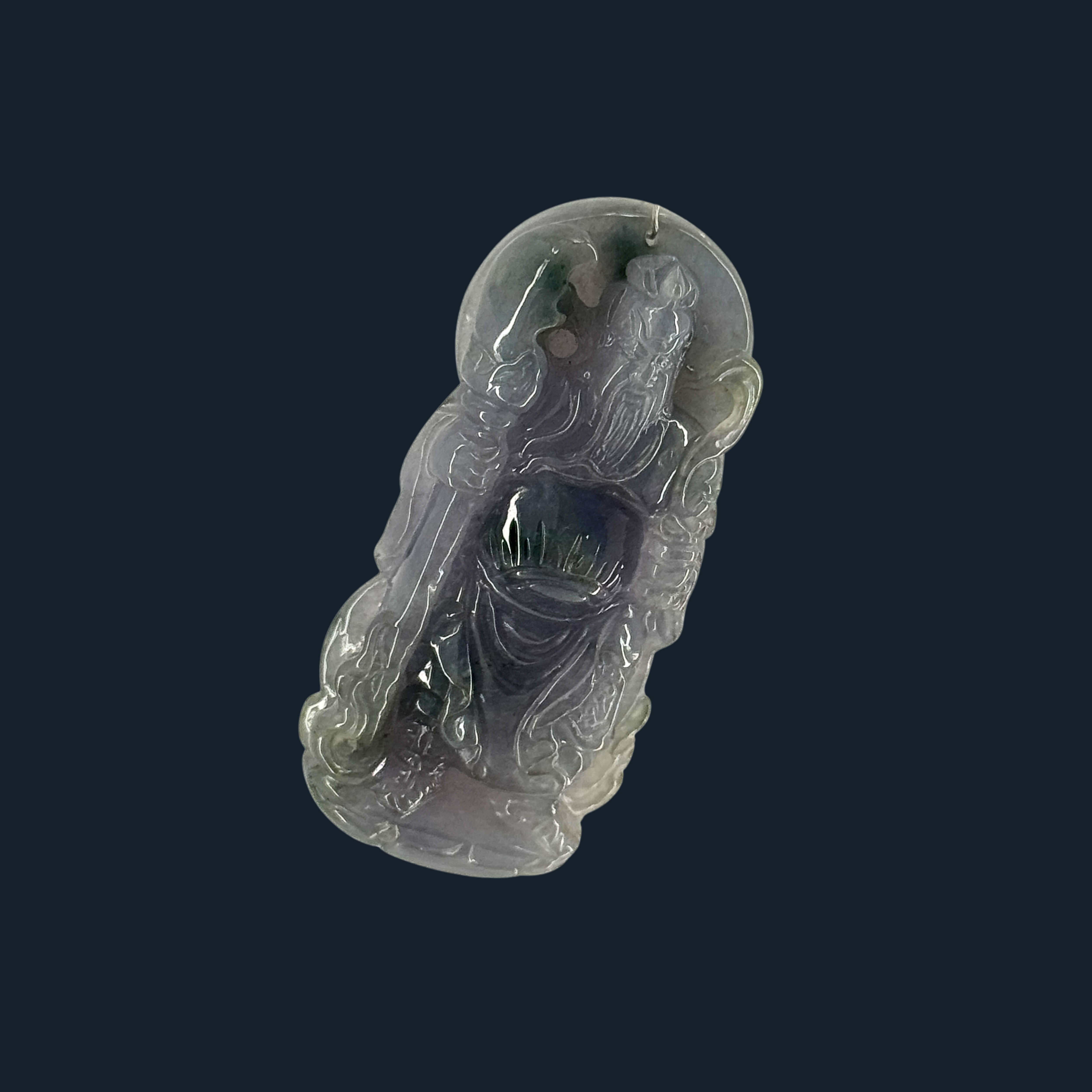 Type A Black Jade Guan Gong Pendant