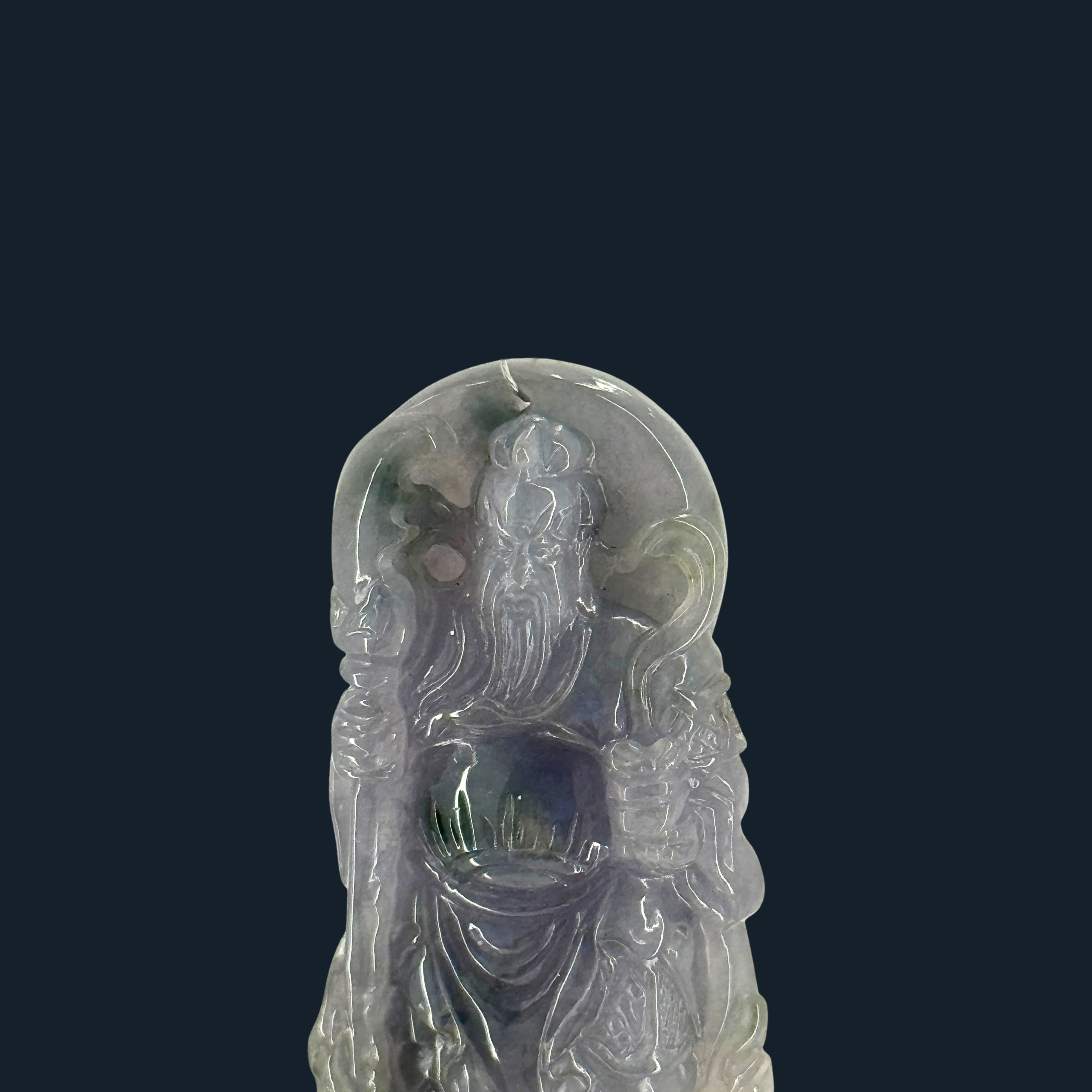 Type A Black Jade Guan Gong Pendant