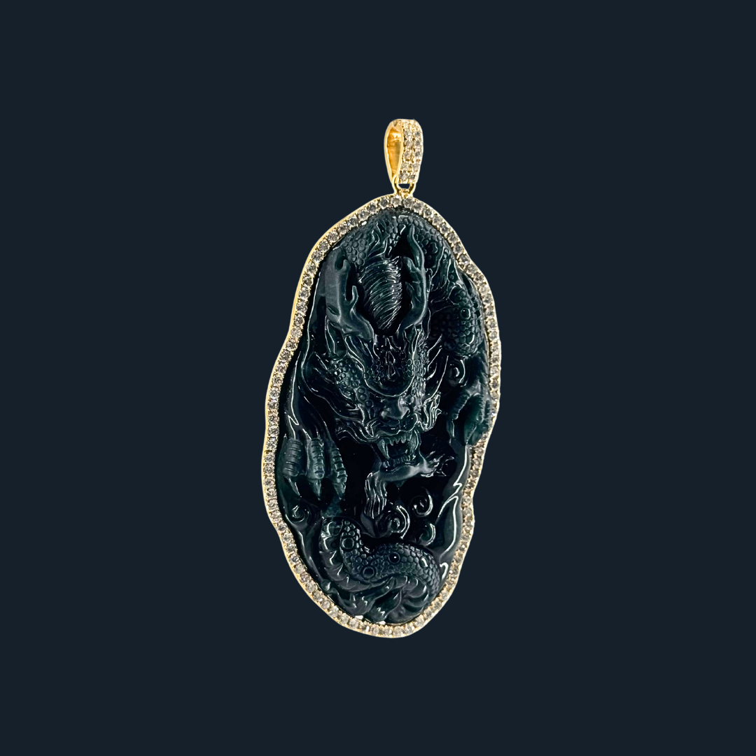 Type A Blueish Green Jade Dragon