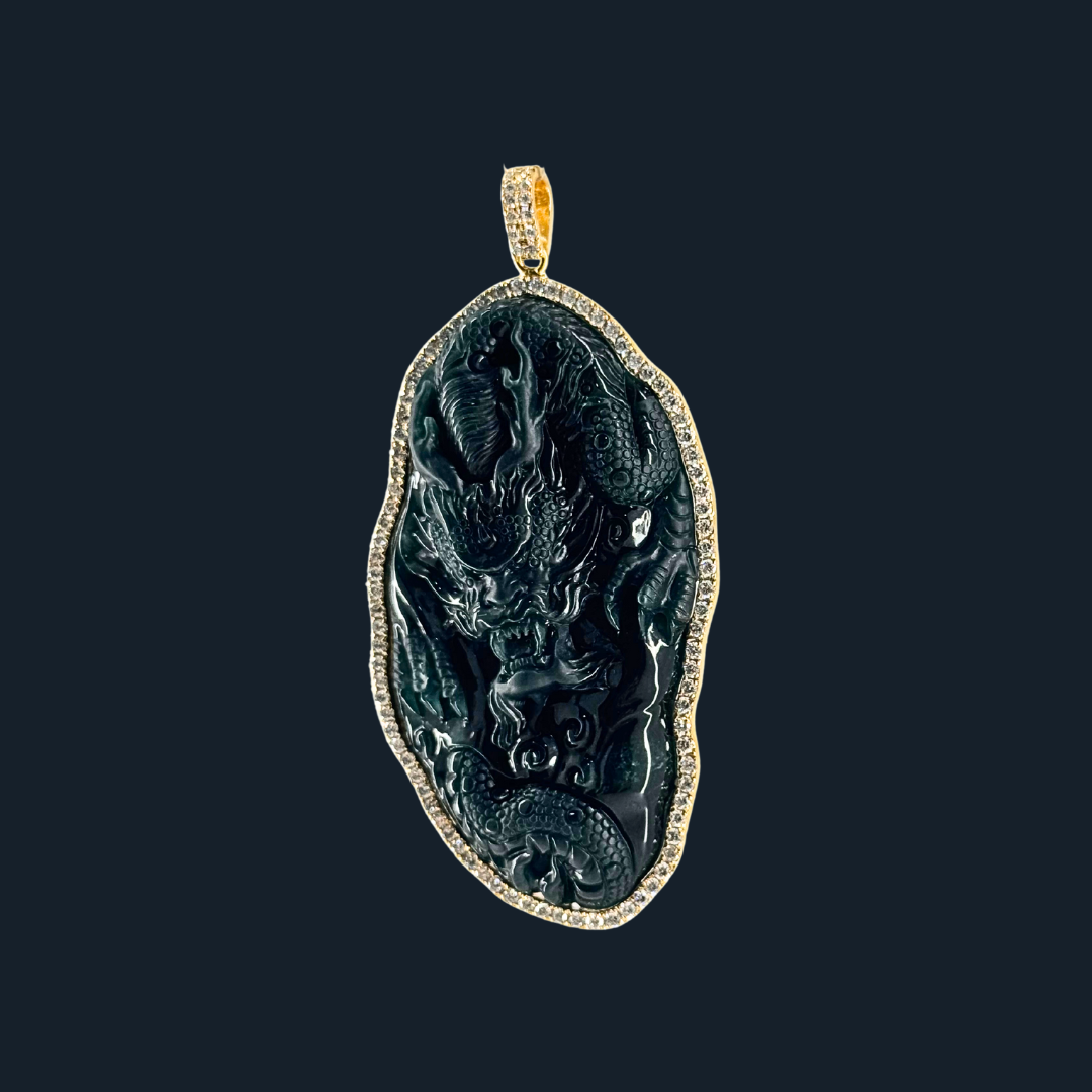 Type A Blueish Green Jade Dragon