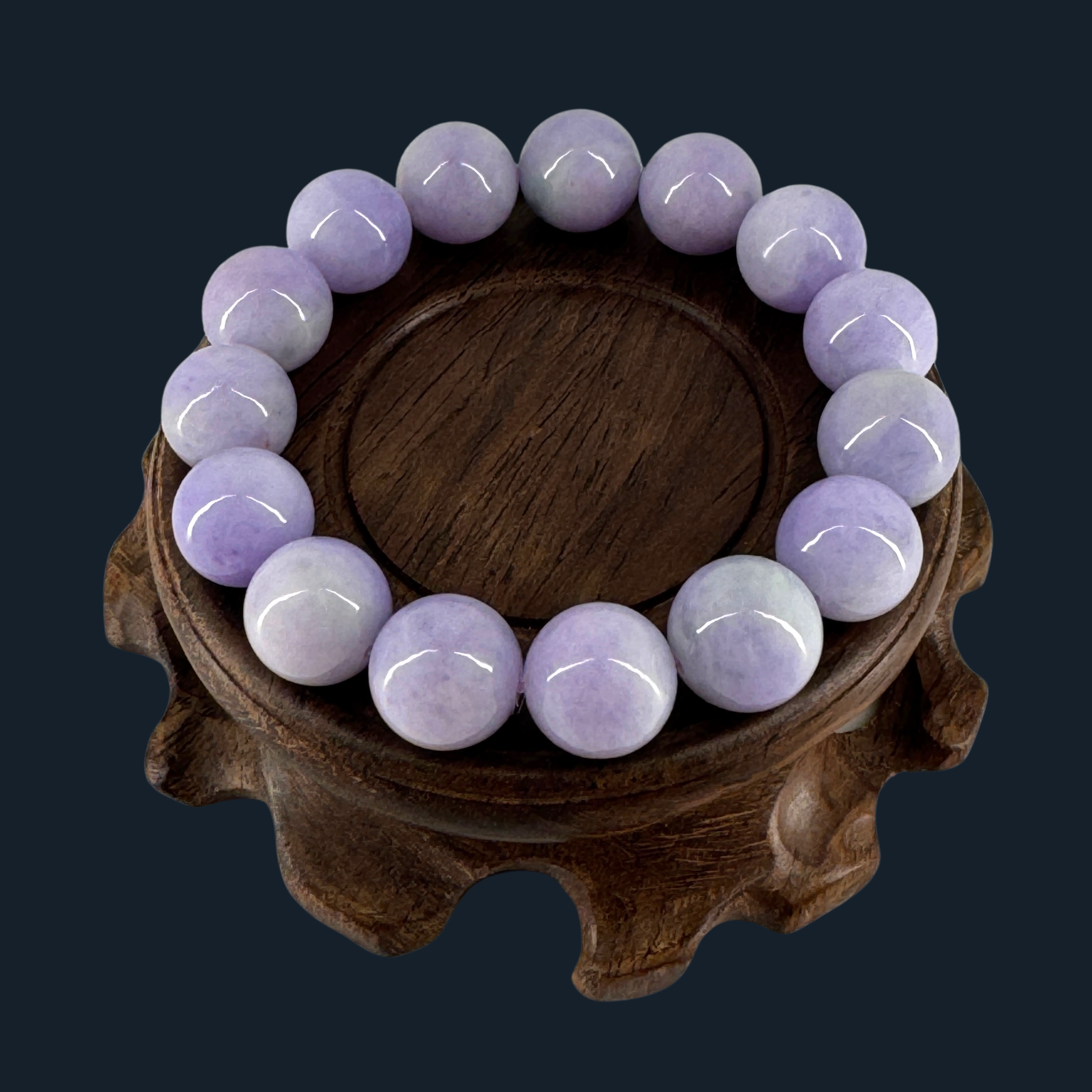 Type A Lavender Jade Beads Bracelet NGI Cert