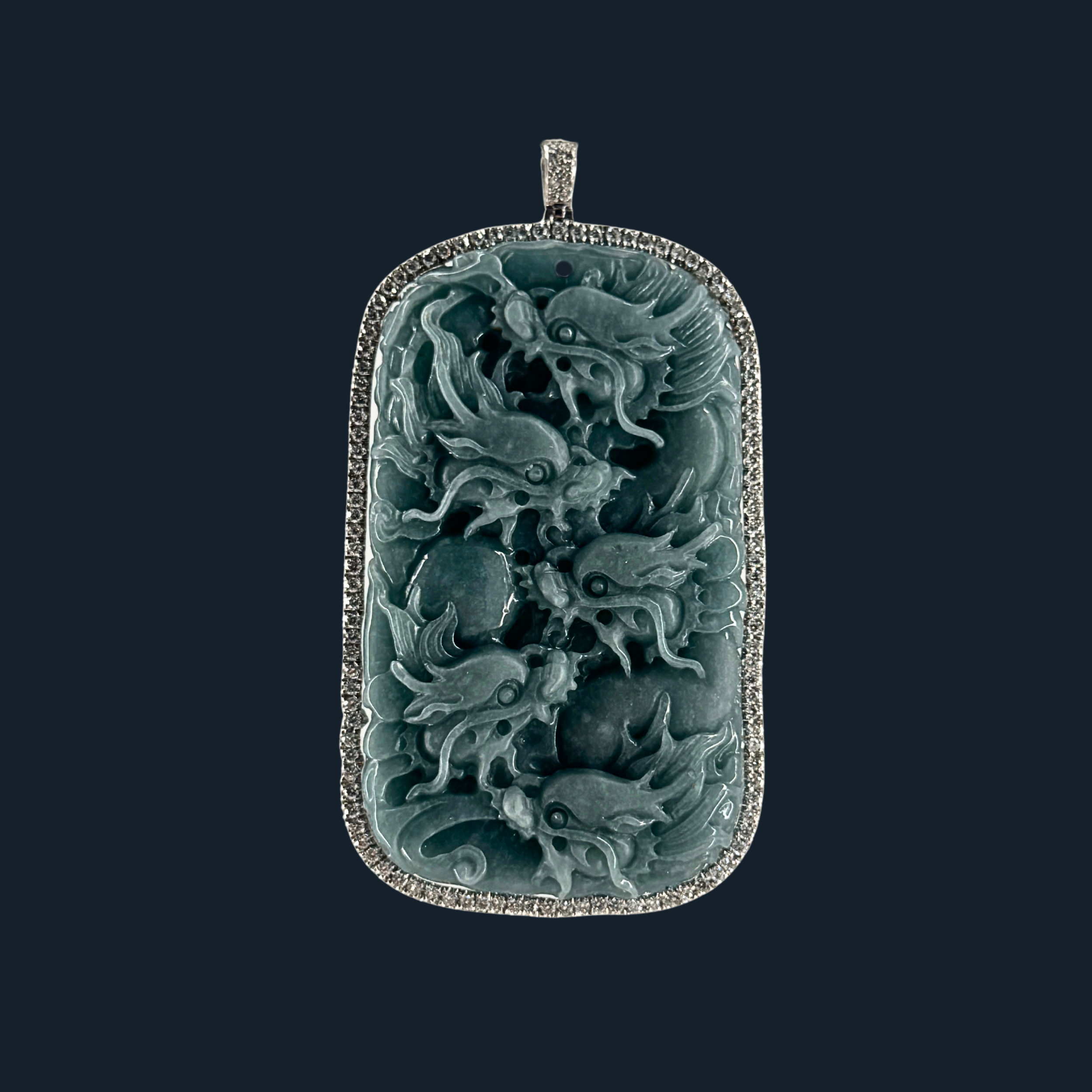 💎 ICED Blueish Green Jade 9 Dragon