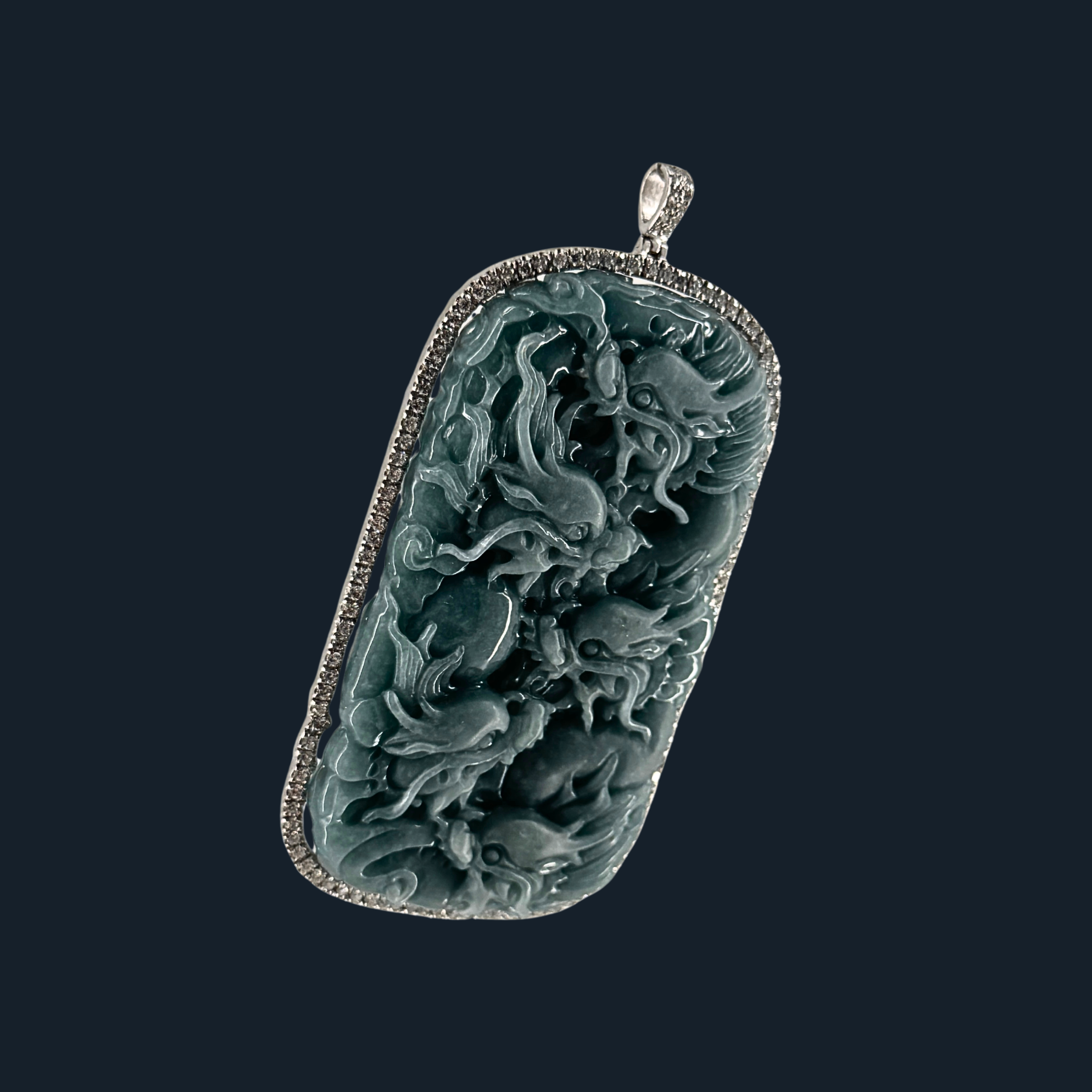 💎 ICED Blueish Green Jade 9 Dragon