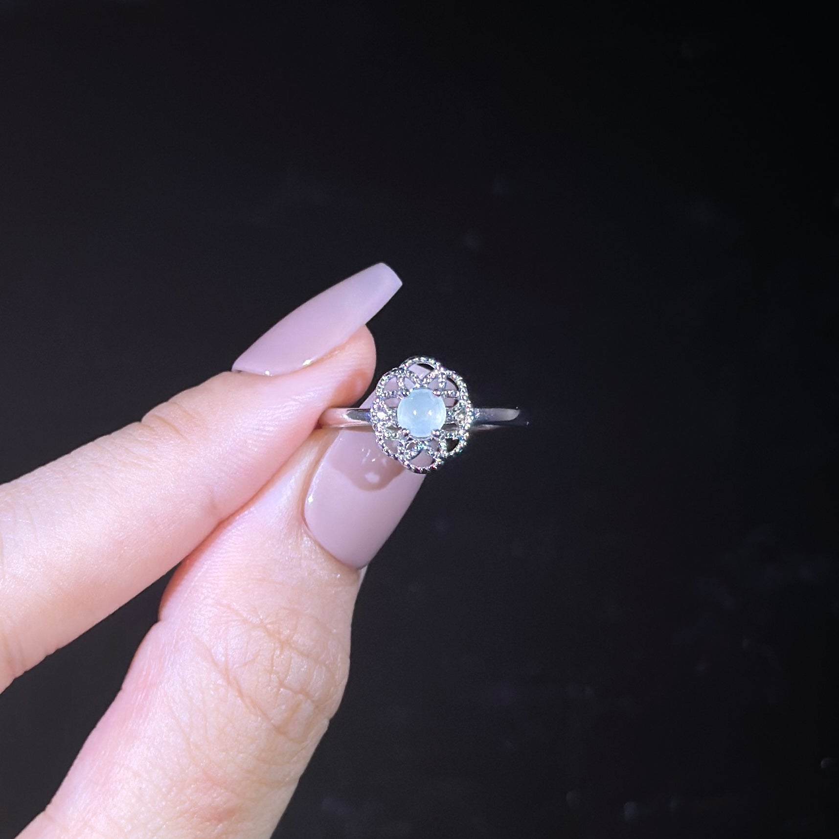 925 Sliver Type A Jade Ring