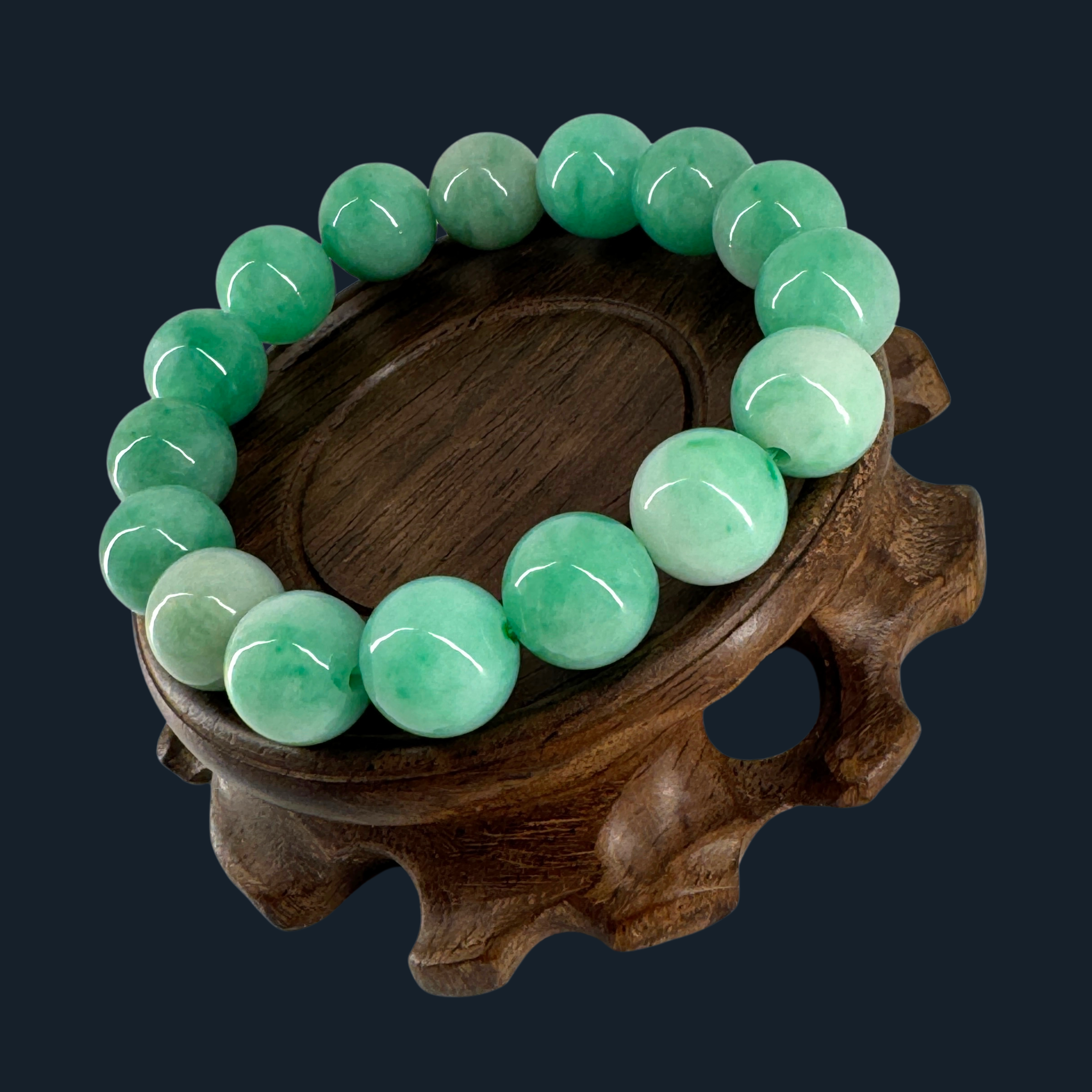 Type A Apple Green Jade Beads Bracelet NGI Cert