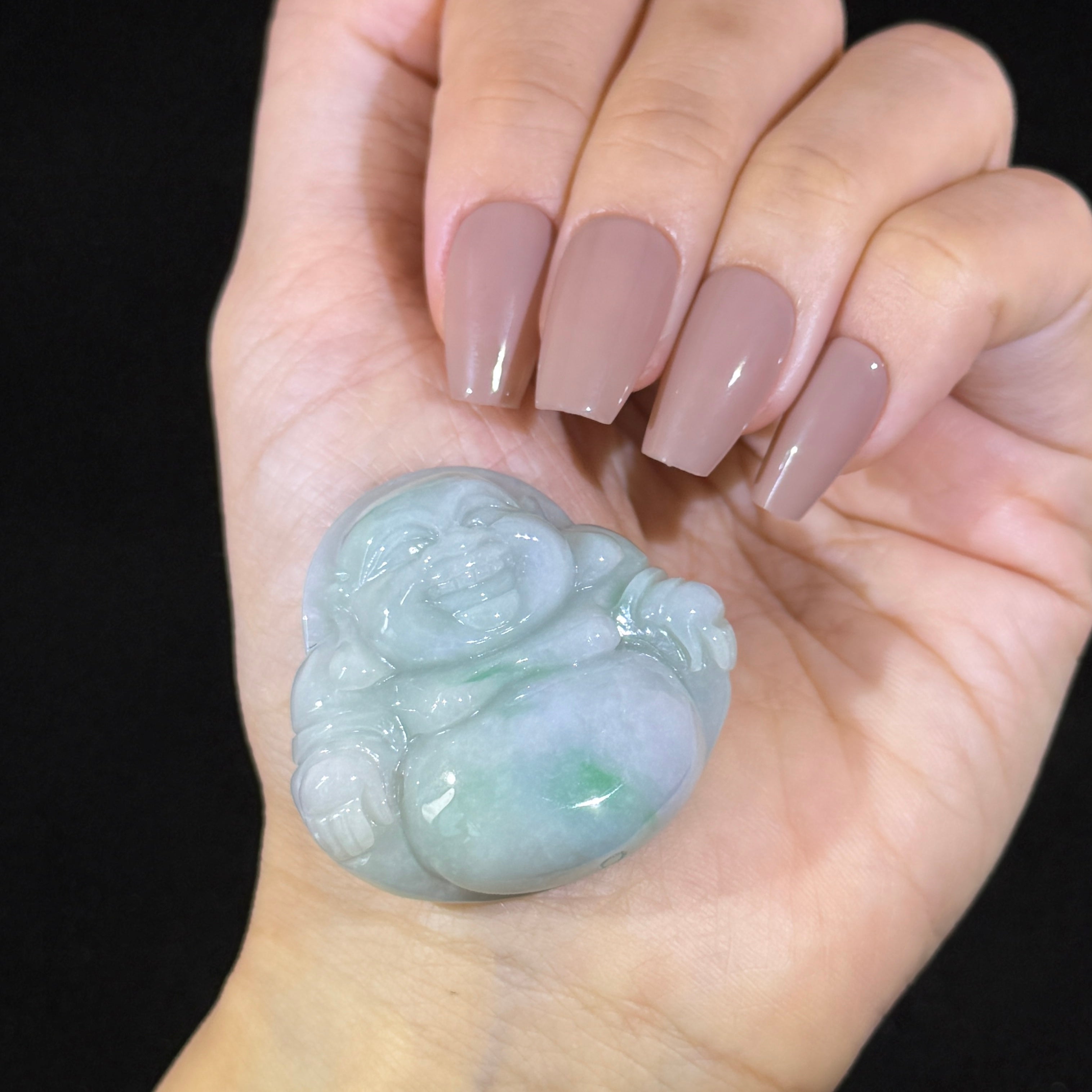 Type A Green Jade Milo Buddha Pendant