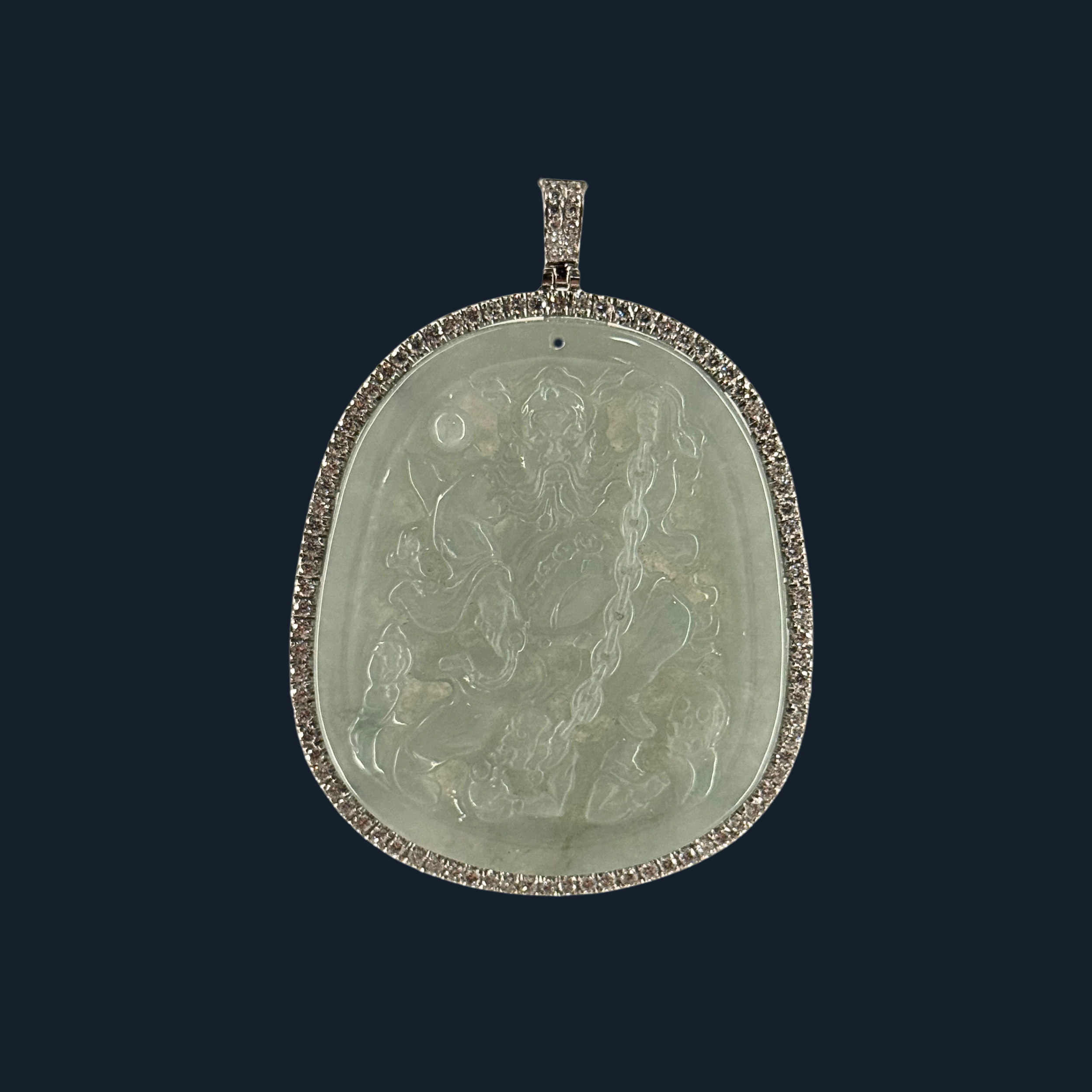 Type A Green Jade Zhong Kui Pendant