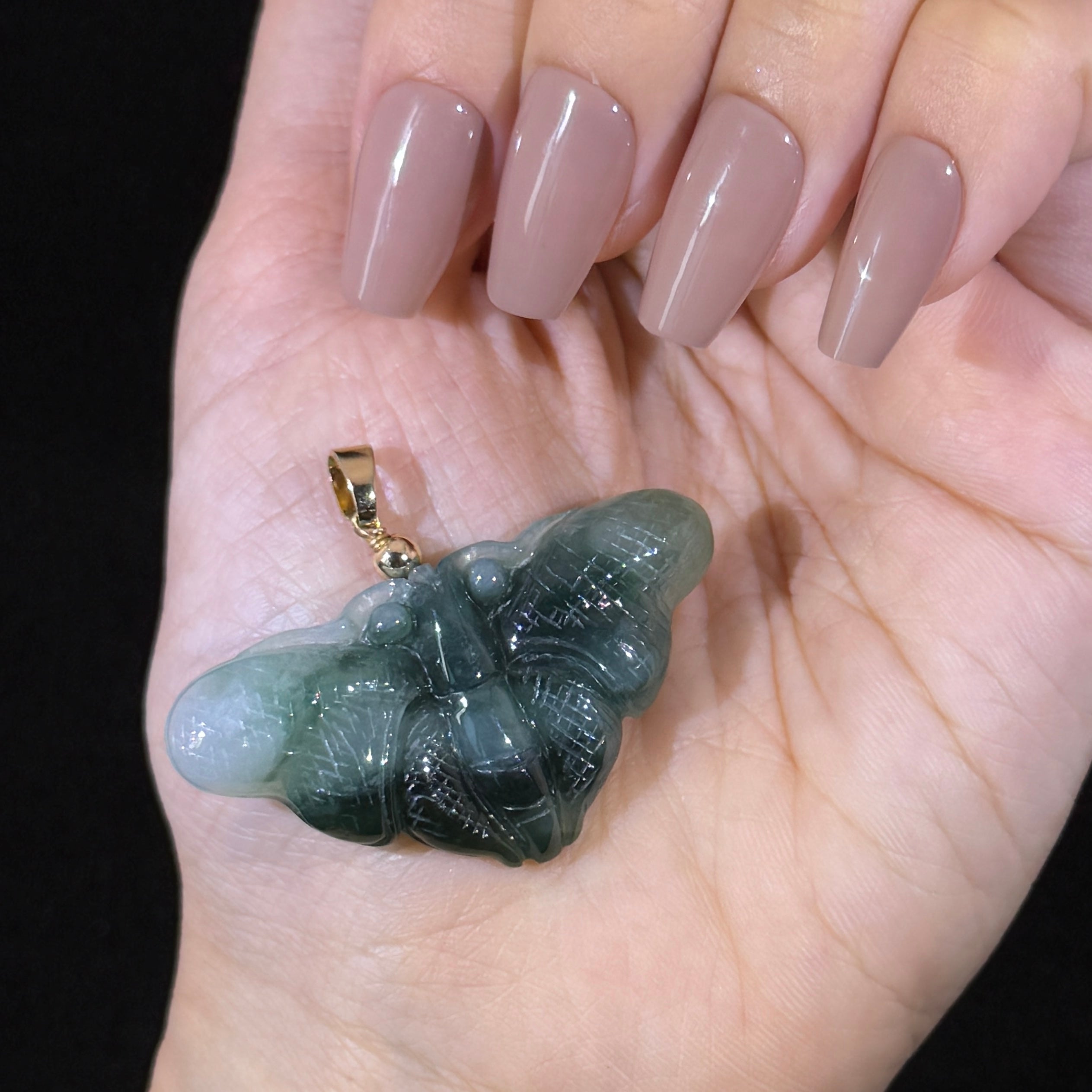 Type A Green Jade Butterfly Pendant